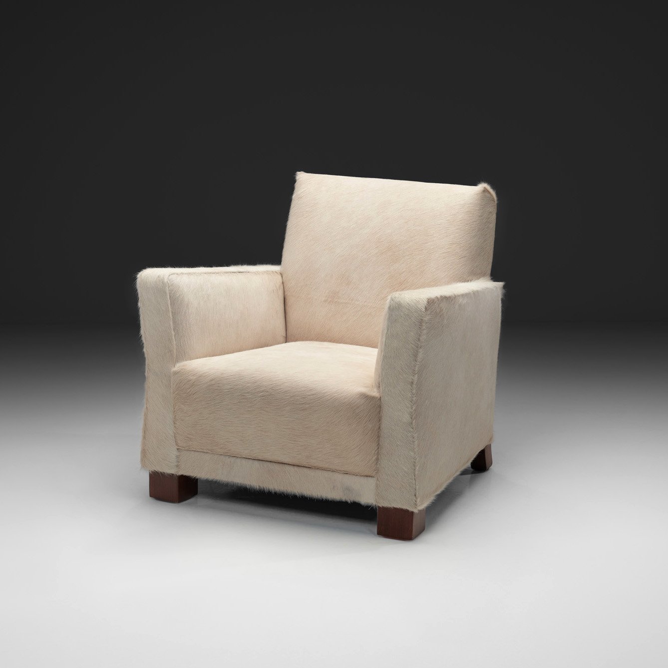 Norwegian Armchair in White Ponyskin, Norway 1930s