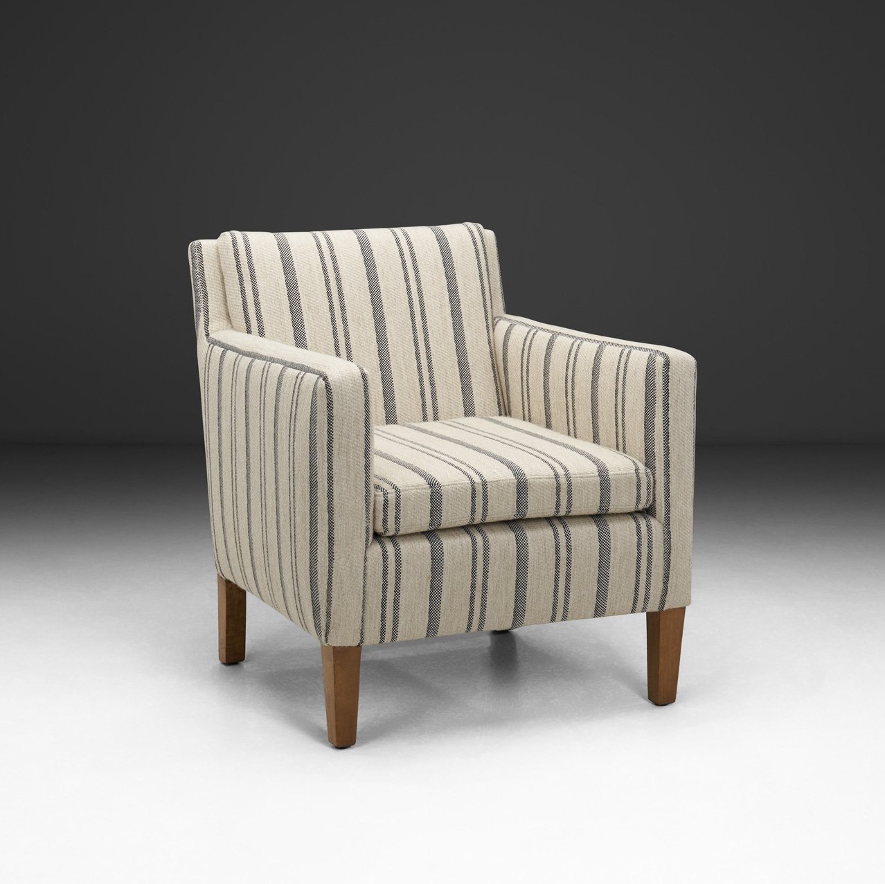 Reupholstered Striped Leather Armchair, Europe 1930s