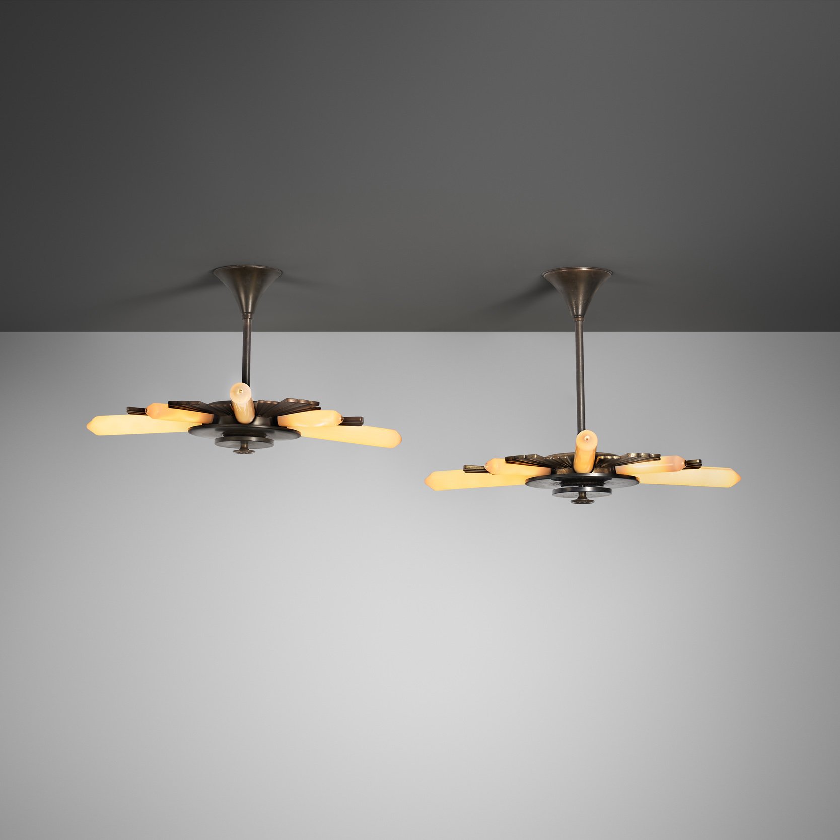 Pair of Model "E8655" Ceiling Lights by Fog & Mørup, Denmark ca 1940s