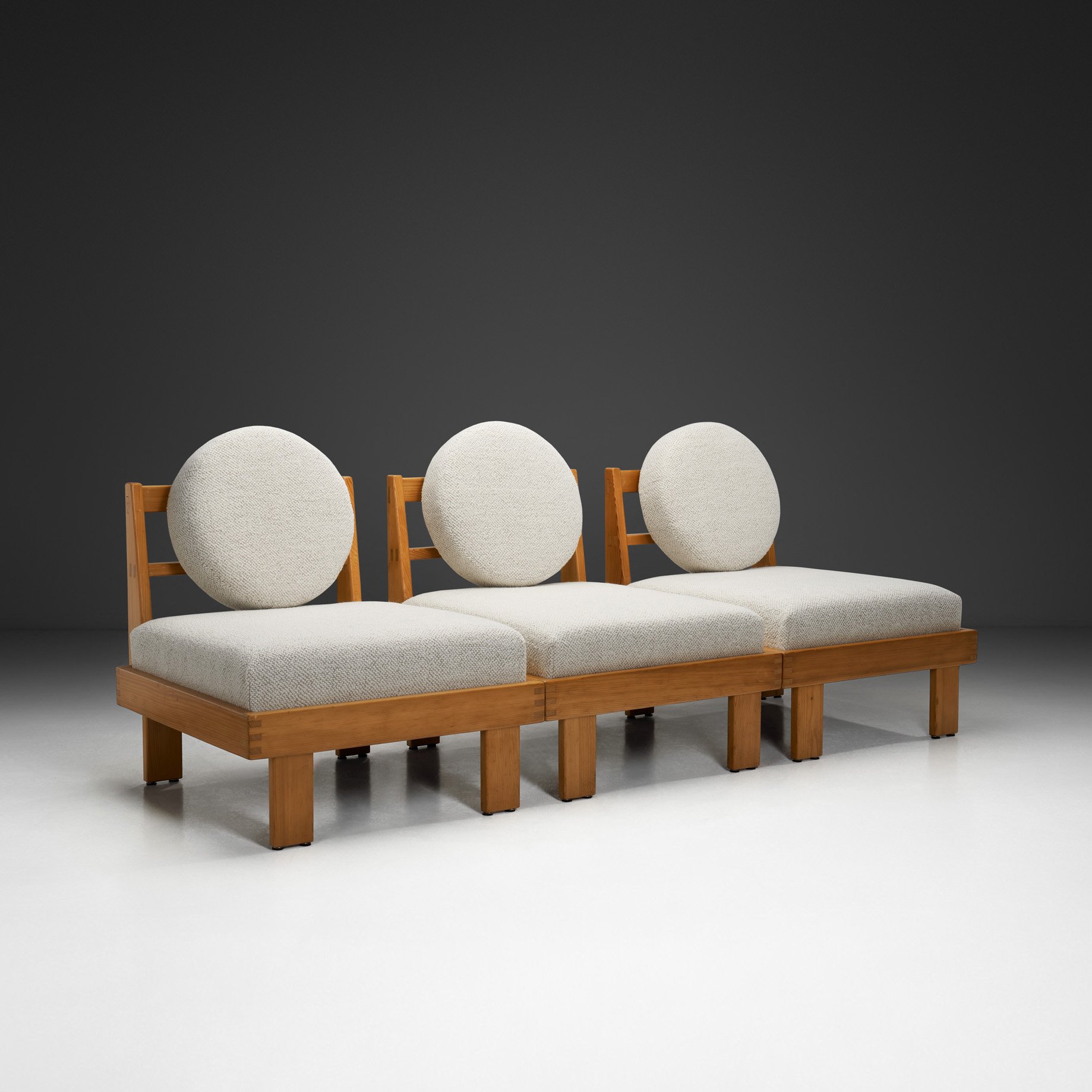 Set of Three Modern Lounge Chairs with Bouclé Upholstery, Europe Mid-20th Century