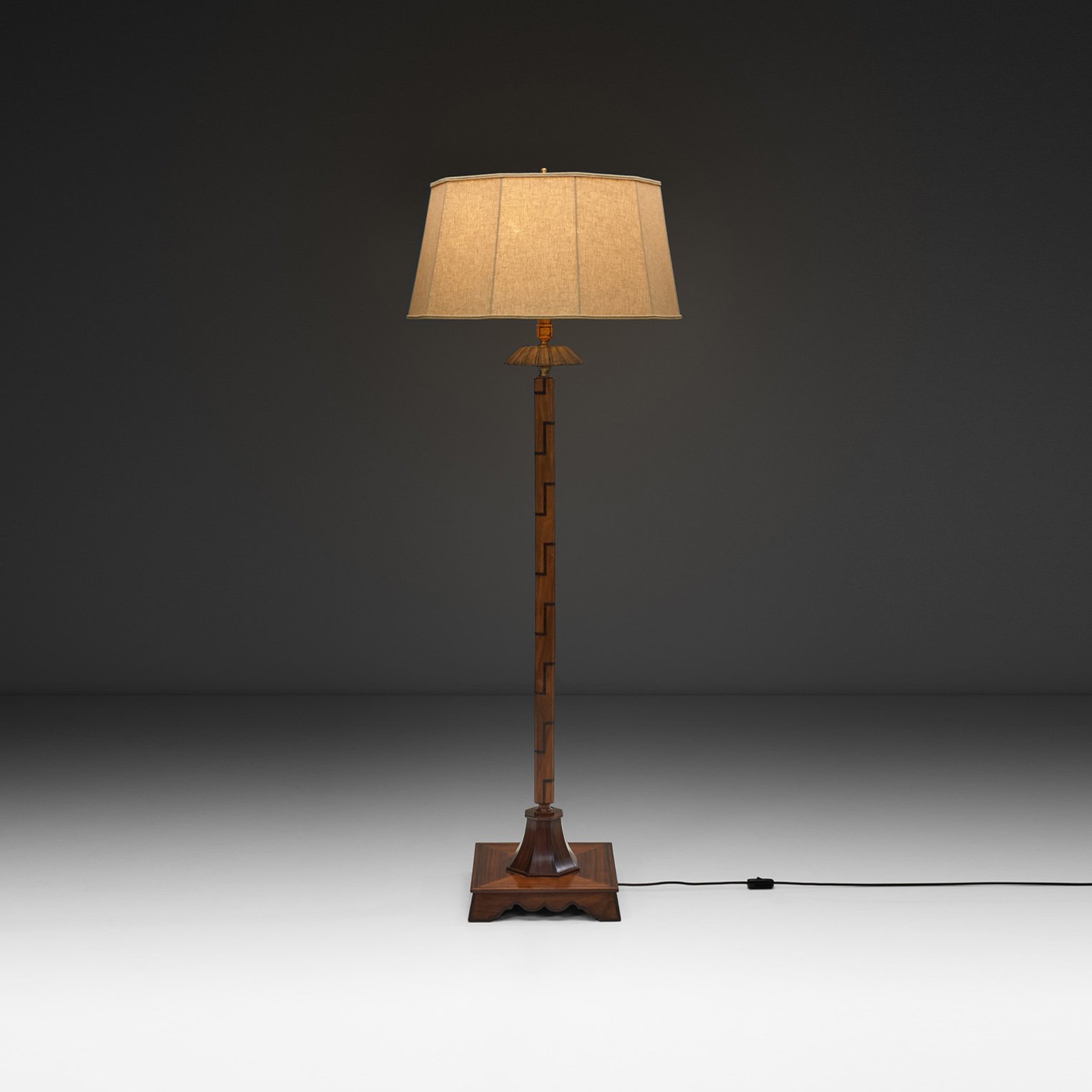 Wood and Bronze Swedish Grace Floor Lamp, Sweden ca 1920s