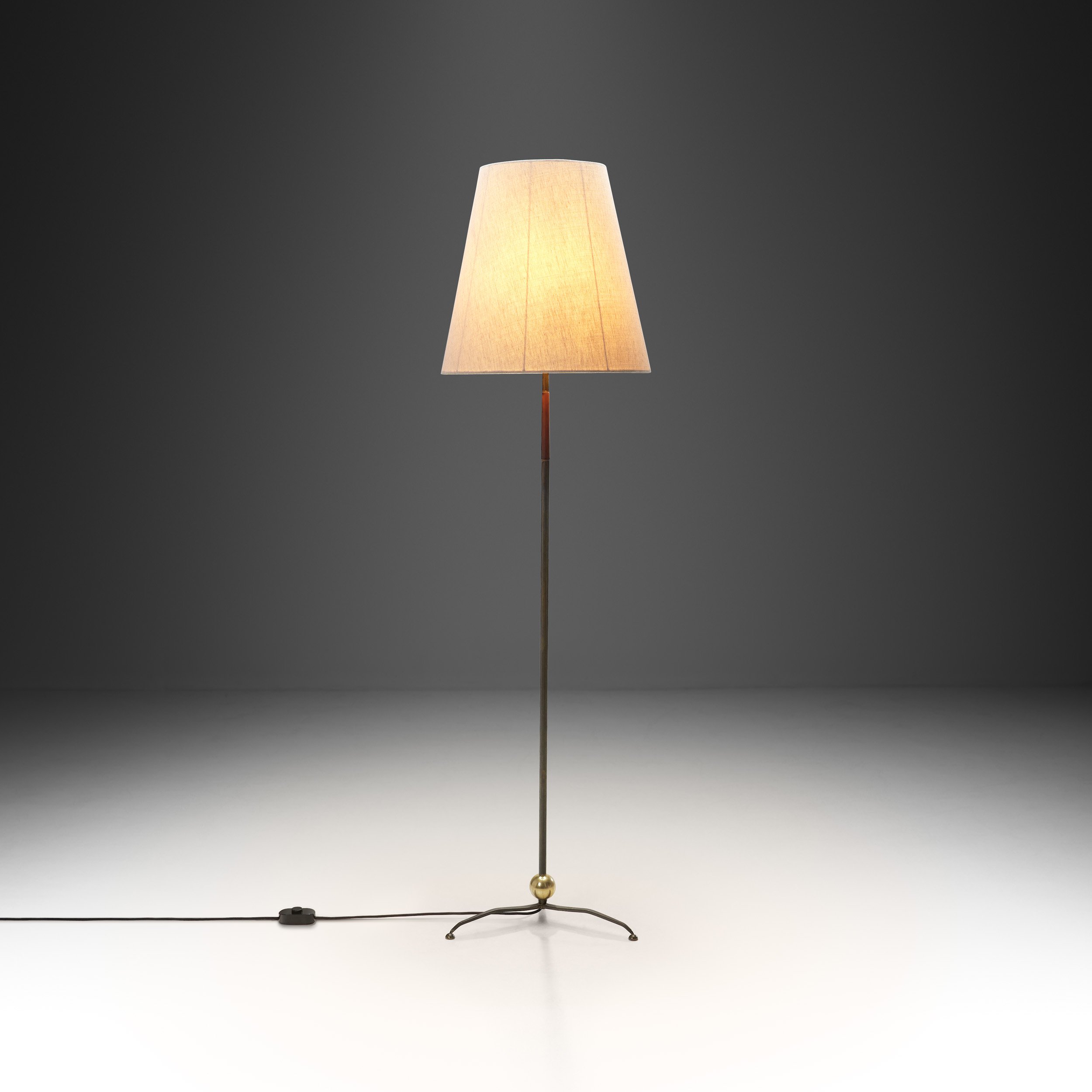 Brass Floor Lamp with Tripod Base, Europe ca 1950s (sold)