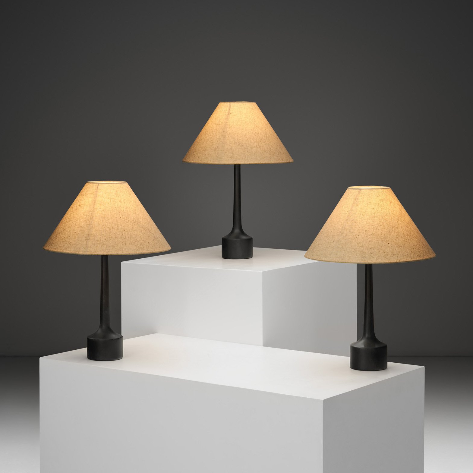 Set of Three Hans-Agne Jakobsson Table Lamps for Markaryd, Sweden Second half of the 20th Century