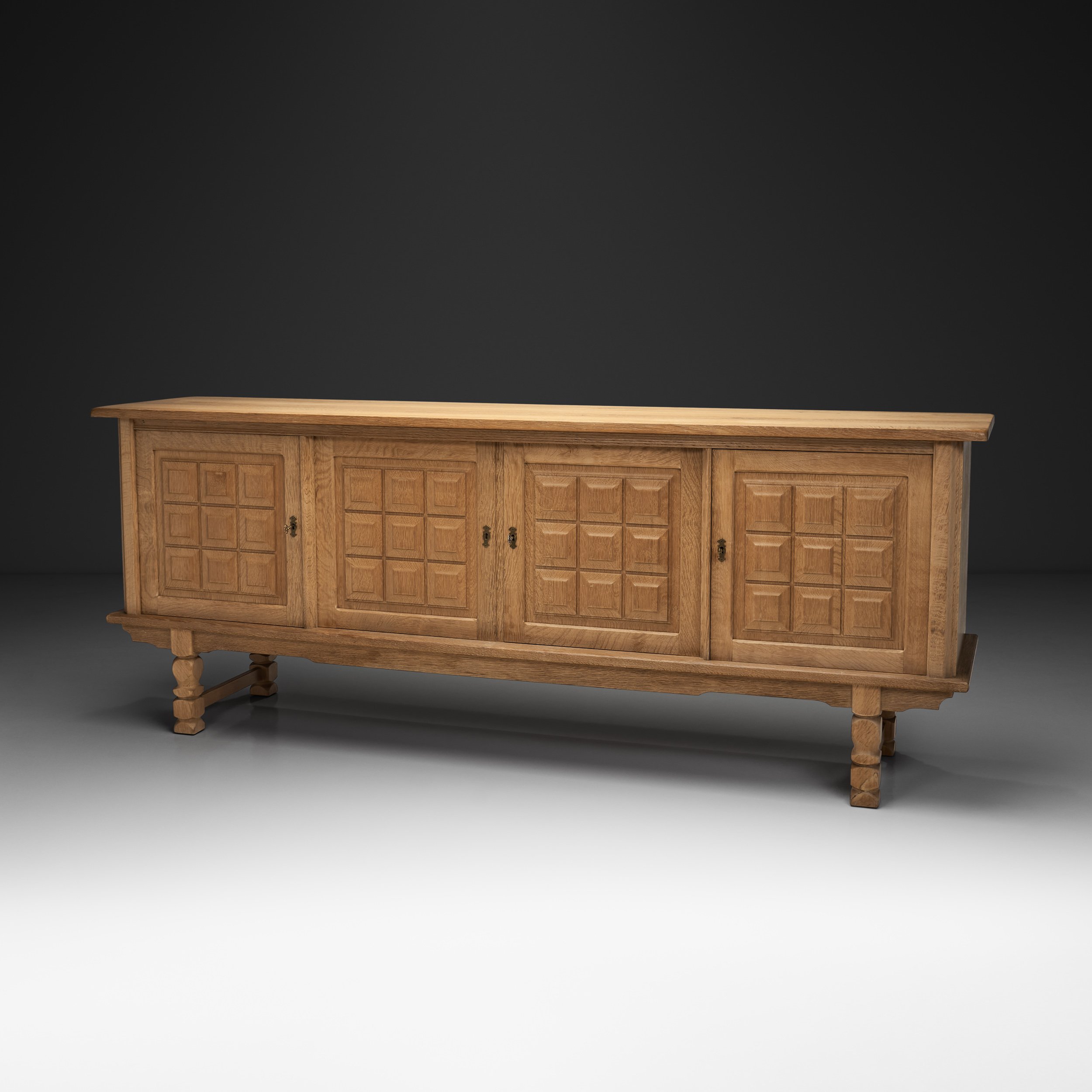 Oak Sideboard with Geometric Detailings by Henning Kjaernulf, Denmark 1960s