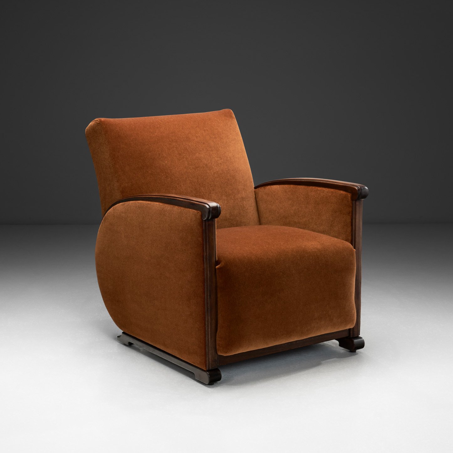 Geometric Armchair with Burnt Orange Upholstery, Europe First half of the 20th Century