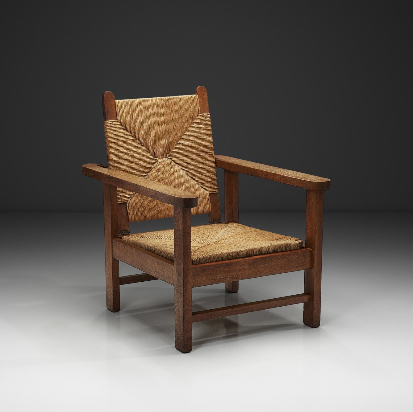 Adjustable Smoking Chair With Wicker Back and Seat, Europe 20th Century