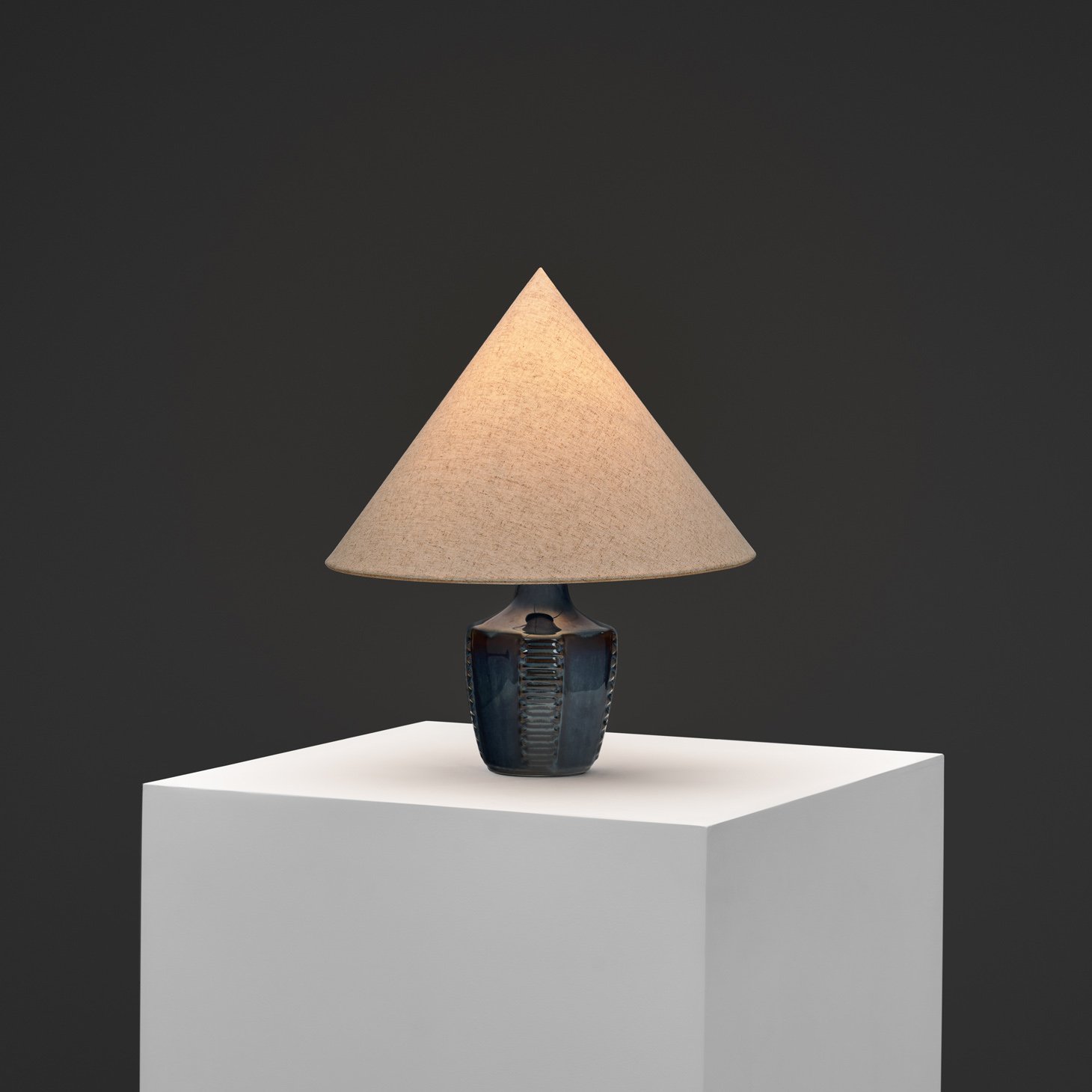 Model "1025" Blue Glazed Stoneware Table Lamp for Søholm, Denmark 1960s