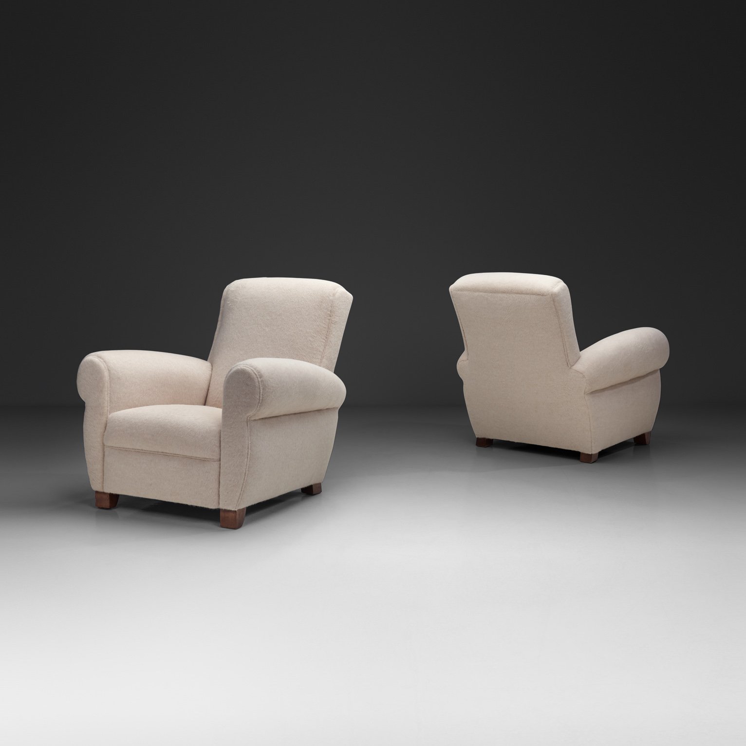 Pair of Club Armchairs with Rounded Armrests, Europe 1950s