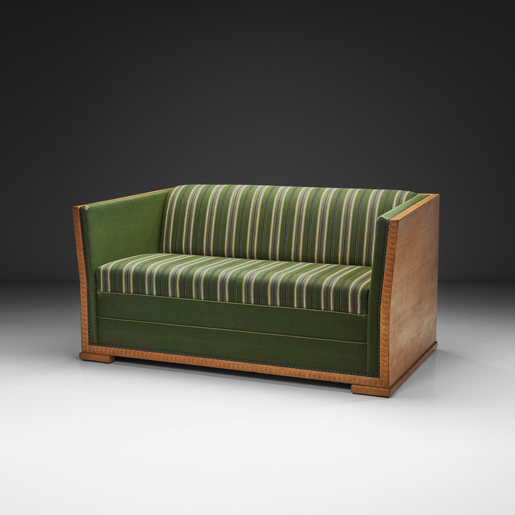 Oak Two-Seater Sofa in the manner of Henning Kjærnulf, Denmark Mid-20th Century