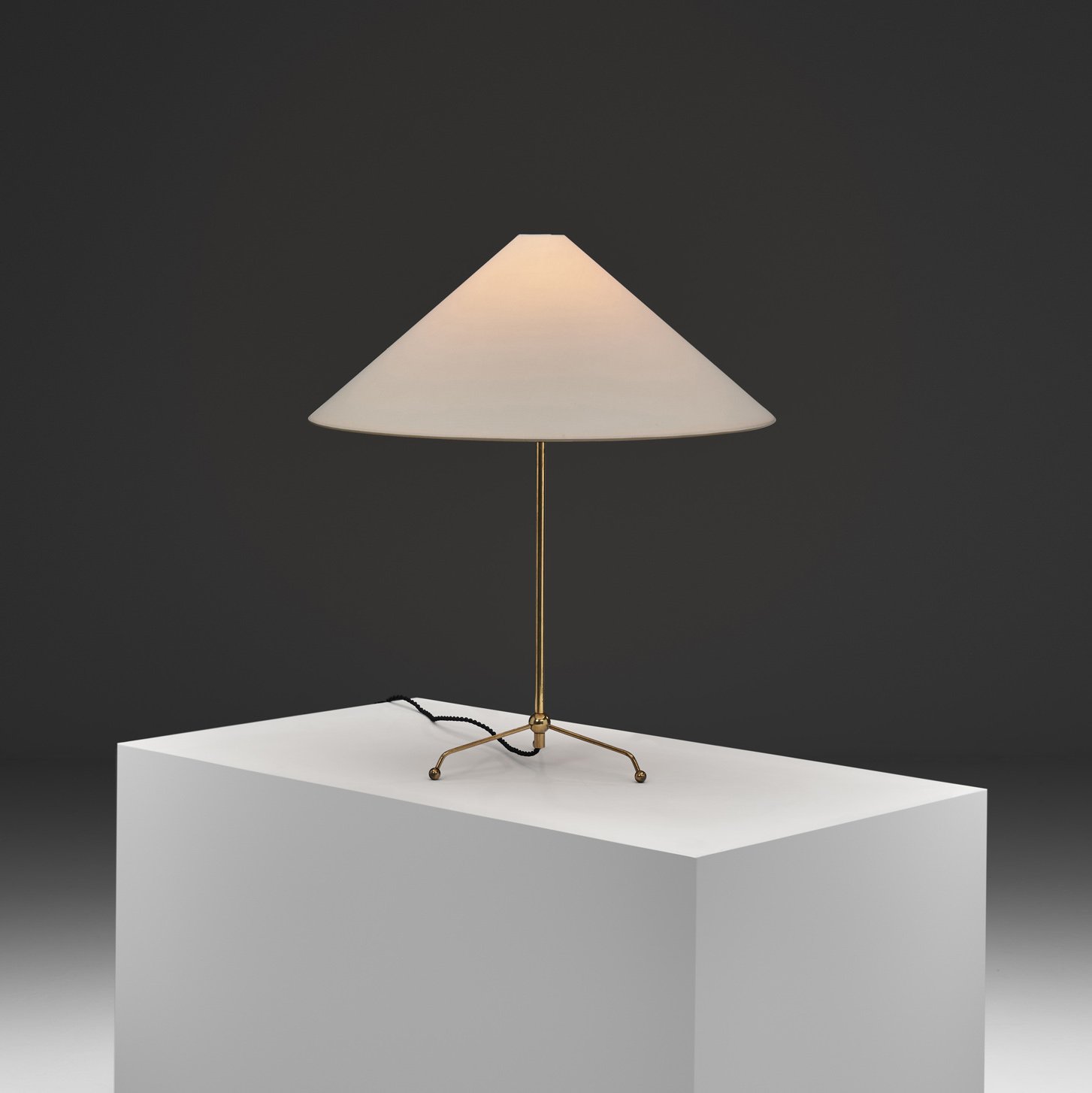 Model "A 6265" Brass Table Lamp with Tripod Base by Hans Bergström (Attr.) for ASEA, Sweden 1950s