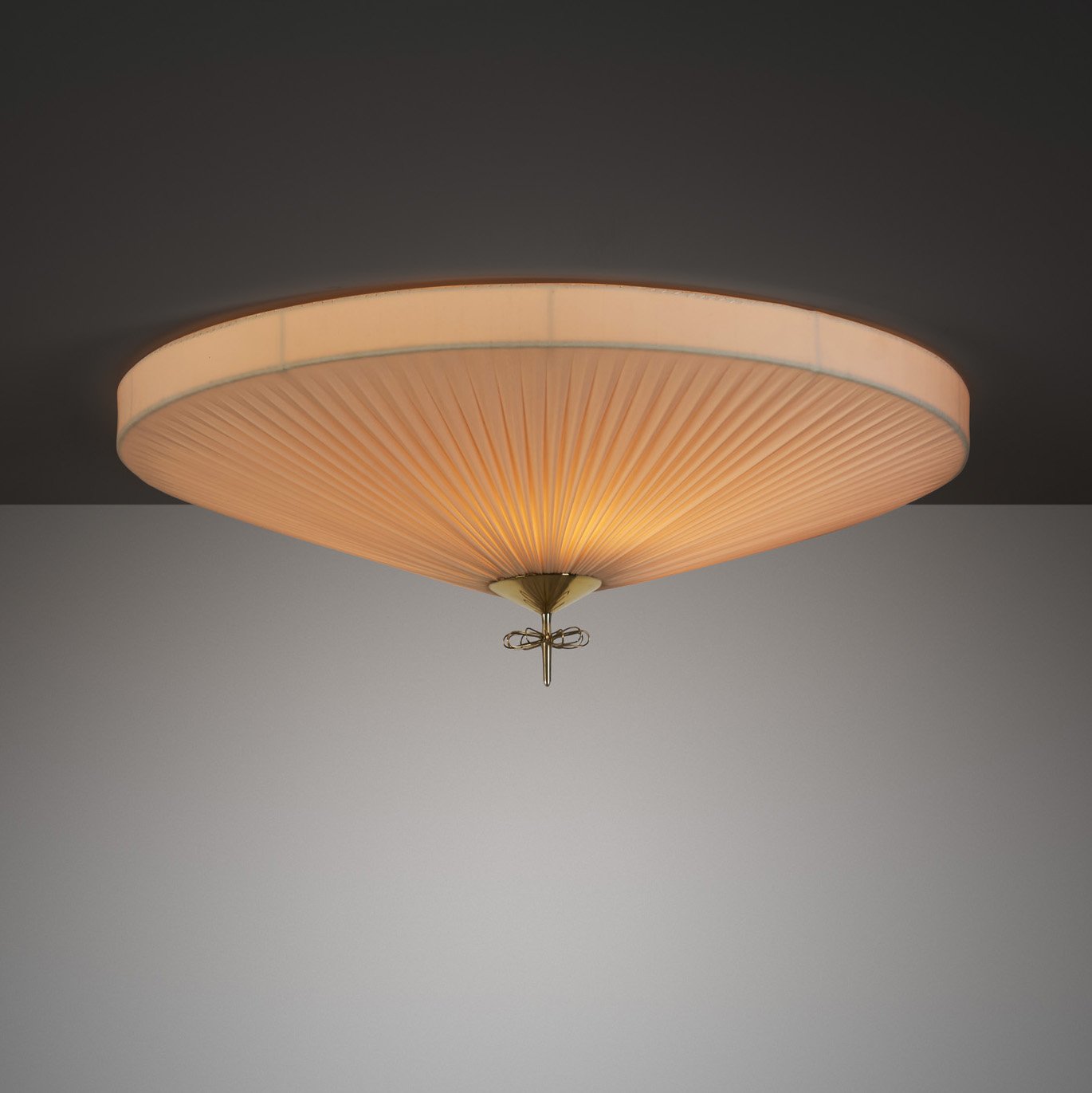 Model "1076" Ceiling Light with Brass Detail by Paavo Tynell for Idman, Finland 1950s