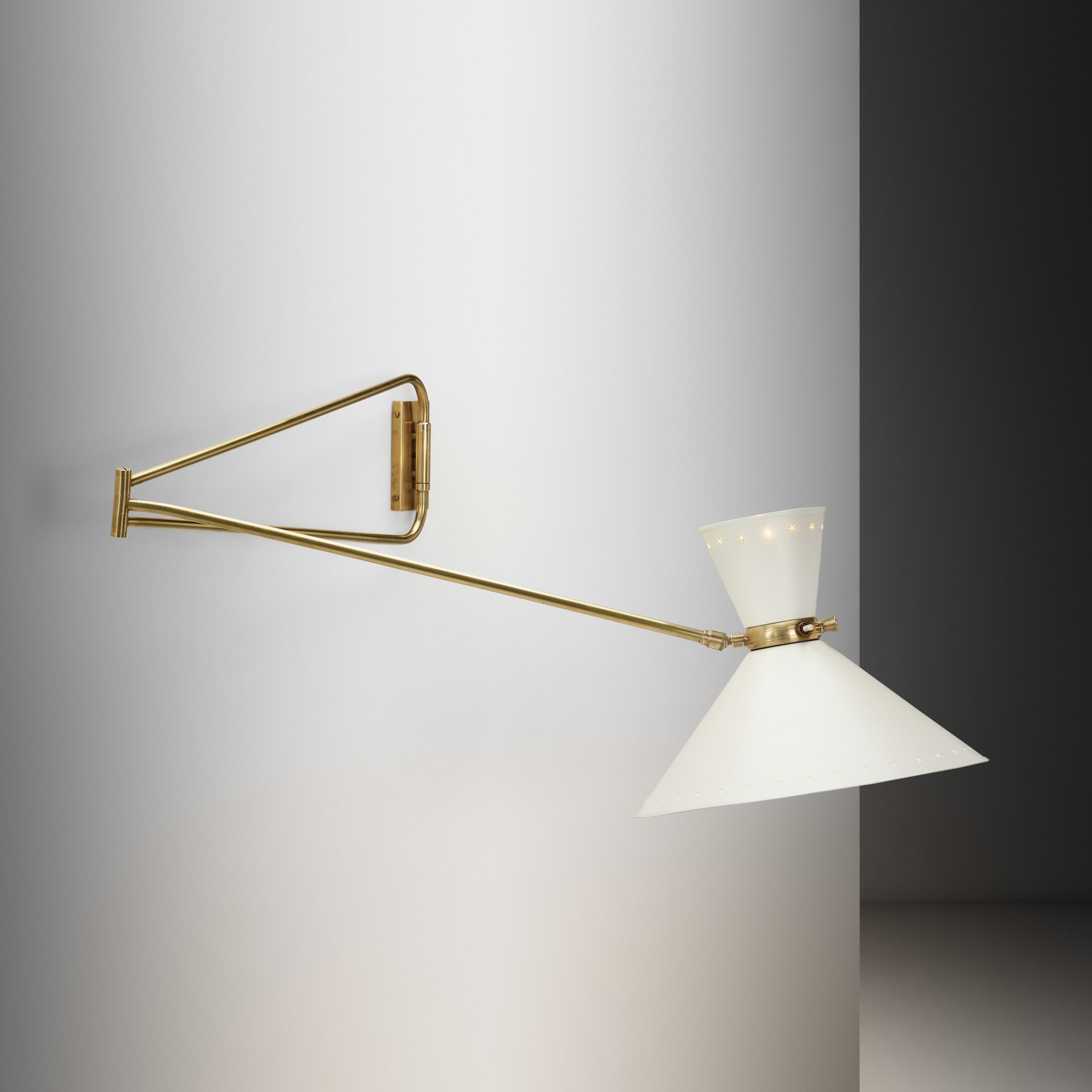 Extendable Brass Wall Lamp in the manner of Robert Mathieu, Europe 1950s