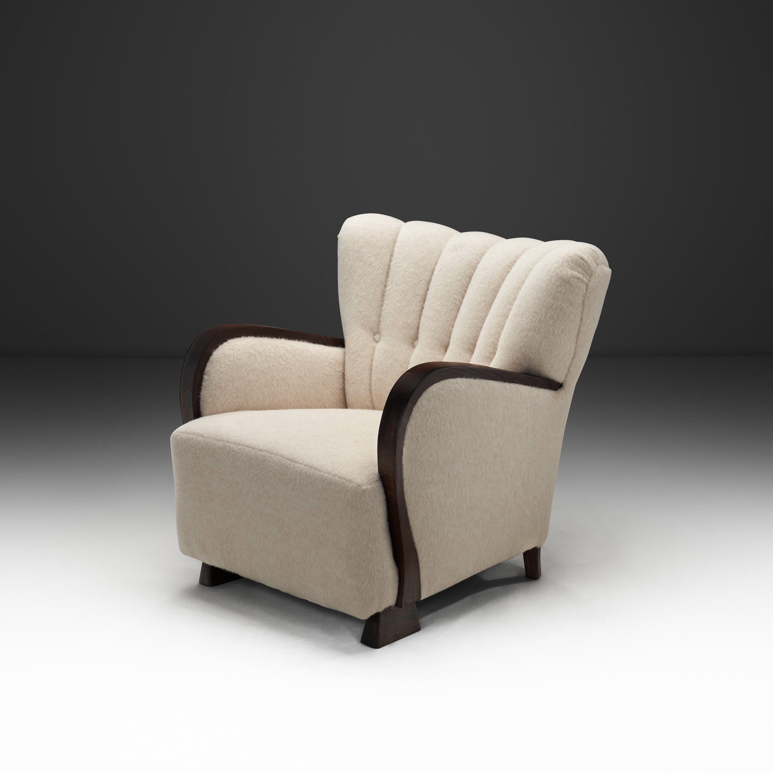 Upholstered Armchair with Oak Armrests and Legs for Dansk Møbel, Denmark ca 1950s