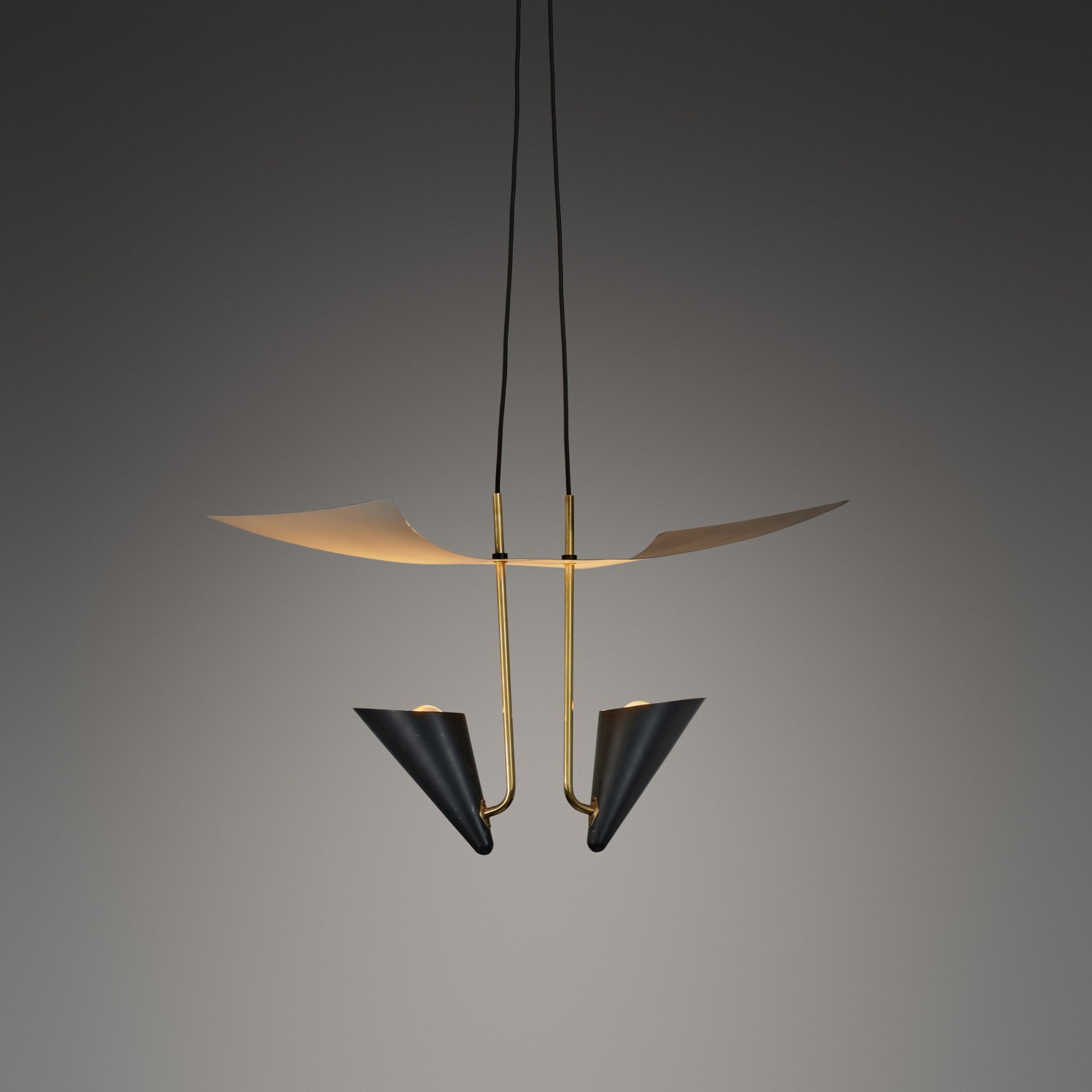 Sculptural Brass and Sheet Metal Hanging Lamp by ASEA, Sweden ca 1950s