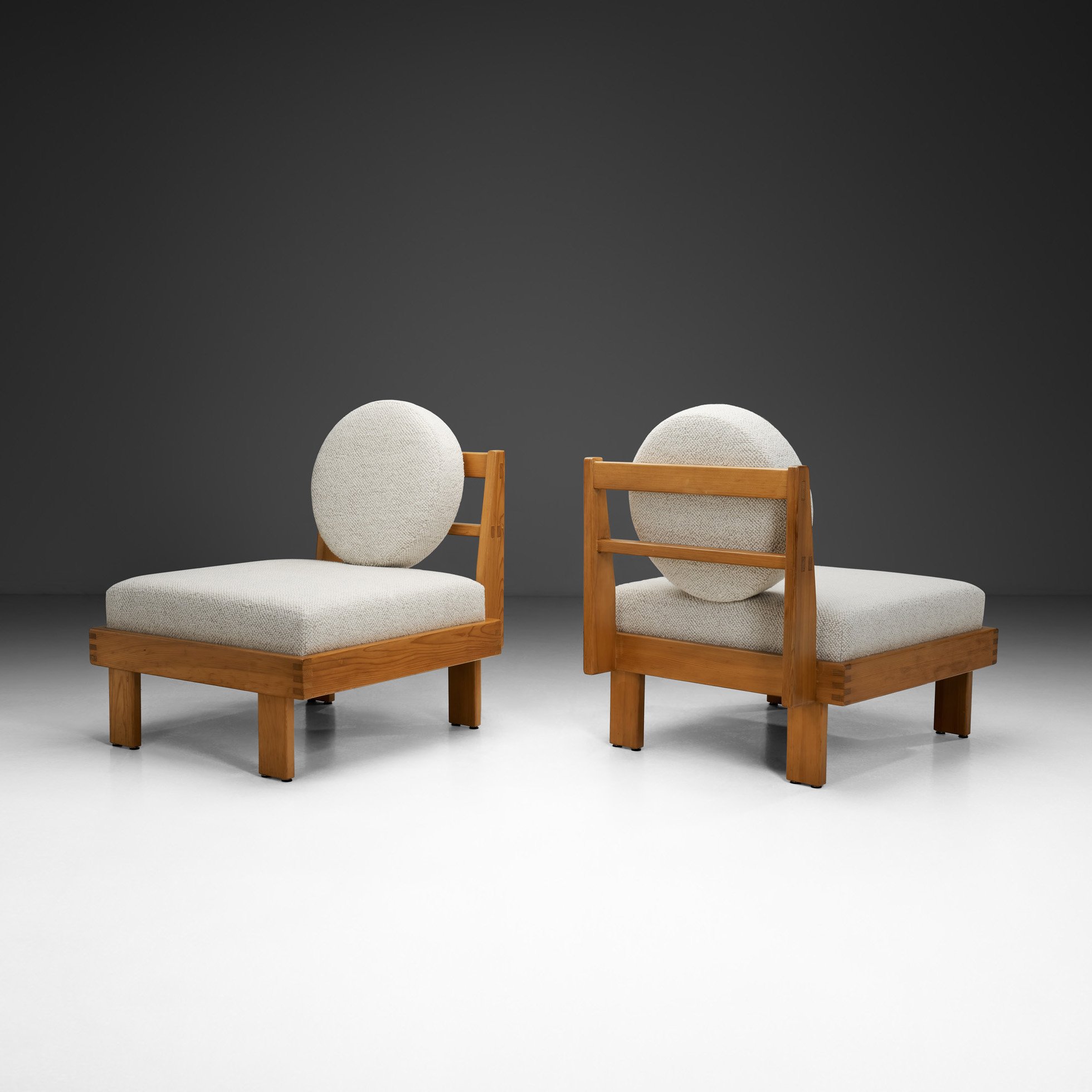 Pair of Modern Lounge Chairs with Bouclé Upholstery, Europe Mid-20th Century