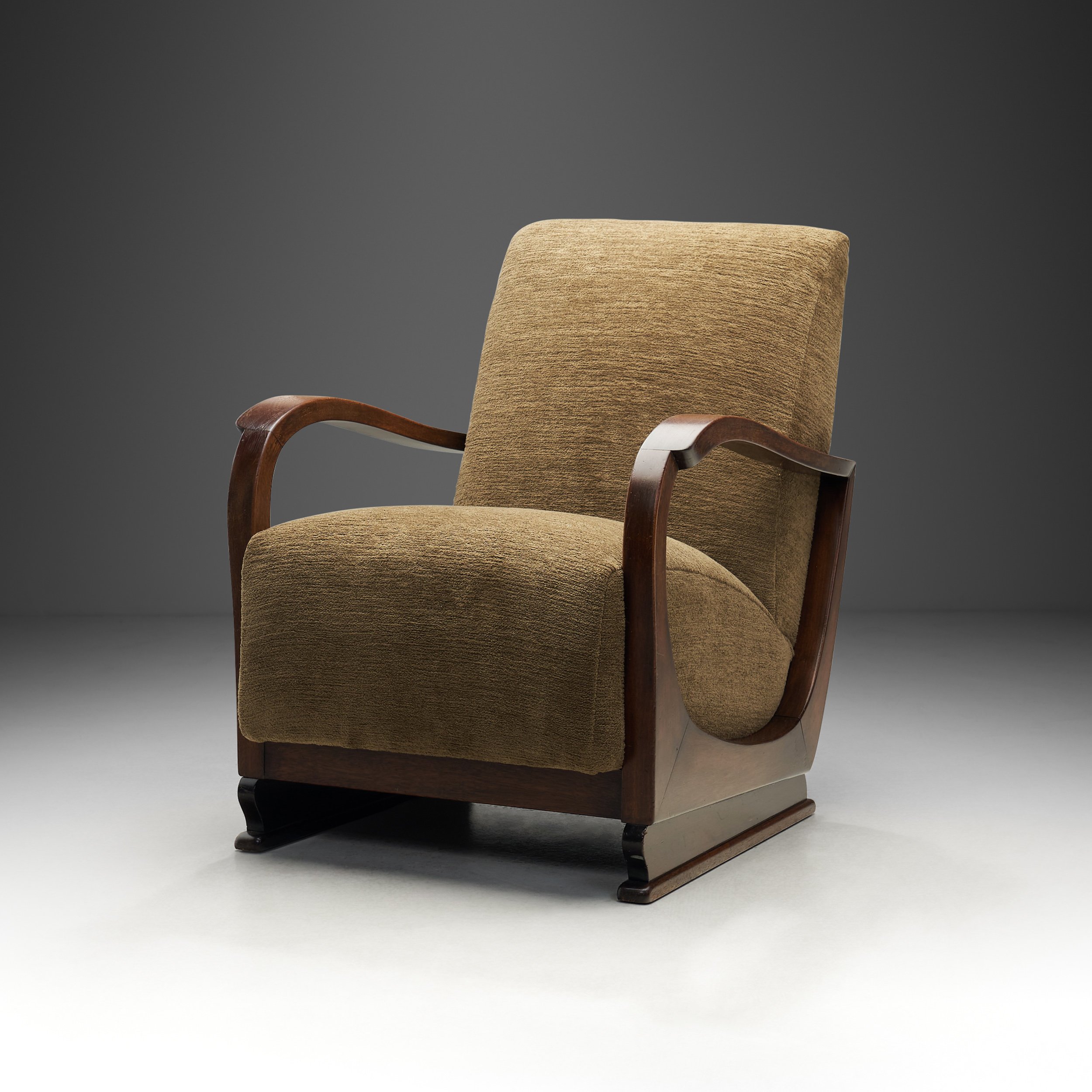 Art Deco Armchair with a Sculptural Frame, Europe 1930s (sold)