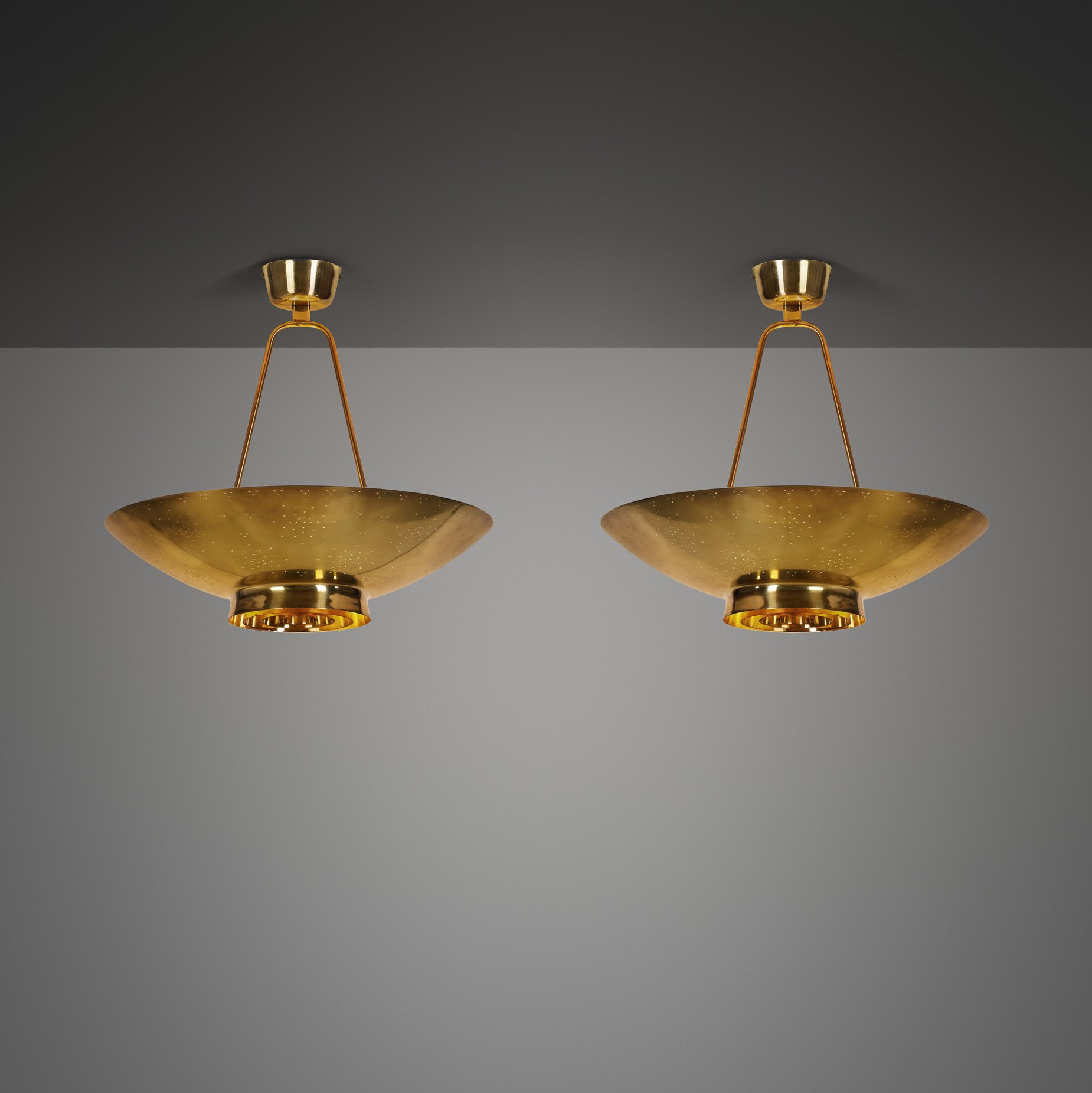 Pair of Paavo Tynell Model "9060" Ceiling Lamps for Taito Oy, Finland 1950s