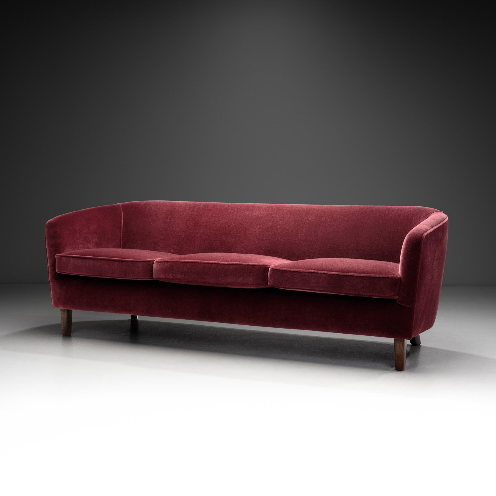 Three-Seater Mid-Century Sofa with Beech Legs, Europe Mid-20th century