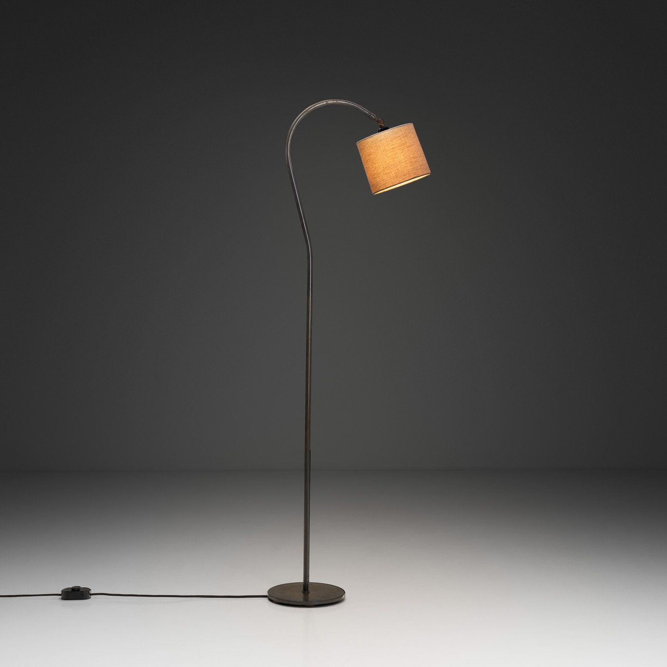 Curved Metal Floor Lamp, Europe Early 20th Century