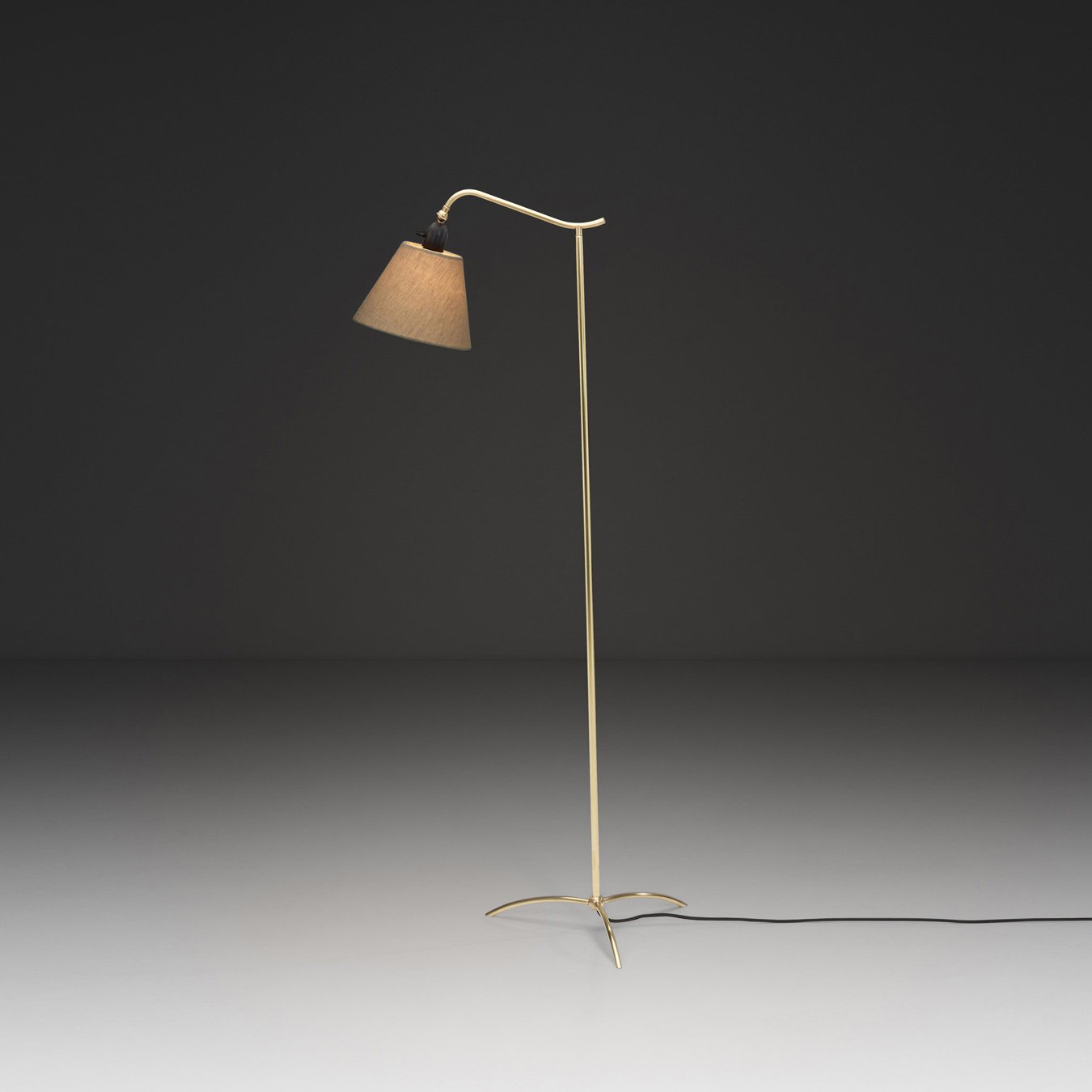 Patinated Brass Floor Lamp with Tripod Base, Denmark ca 1950s