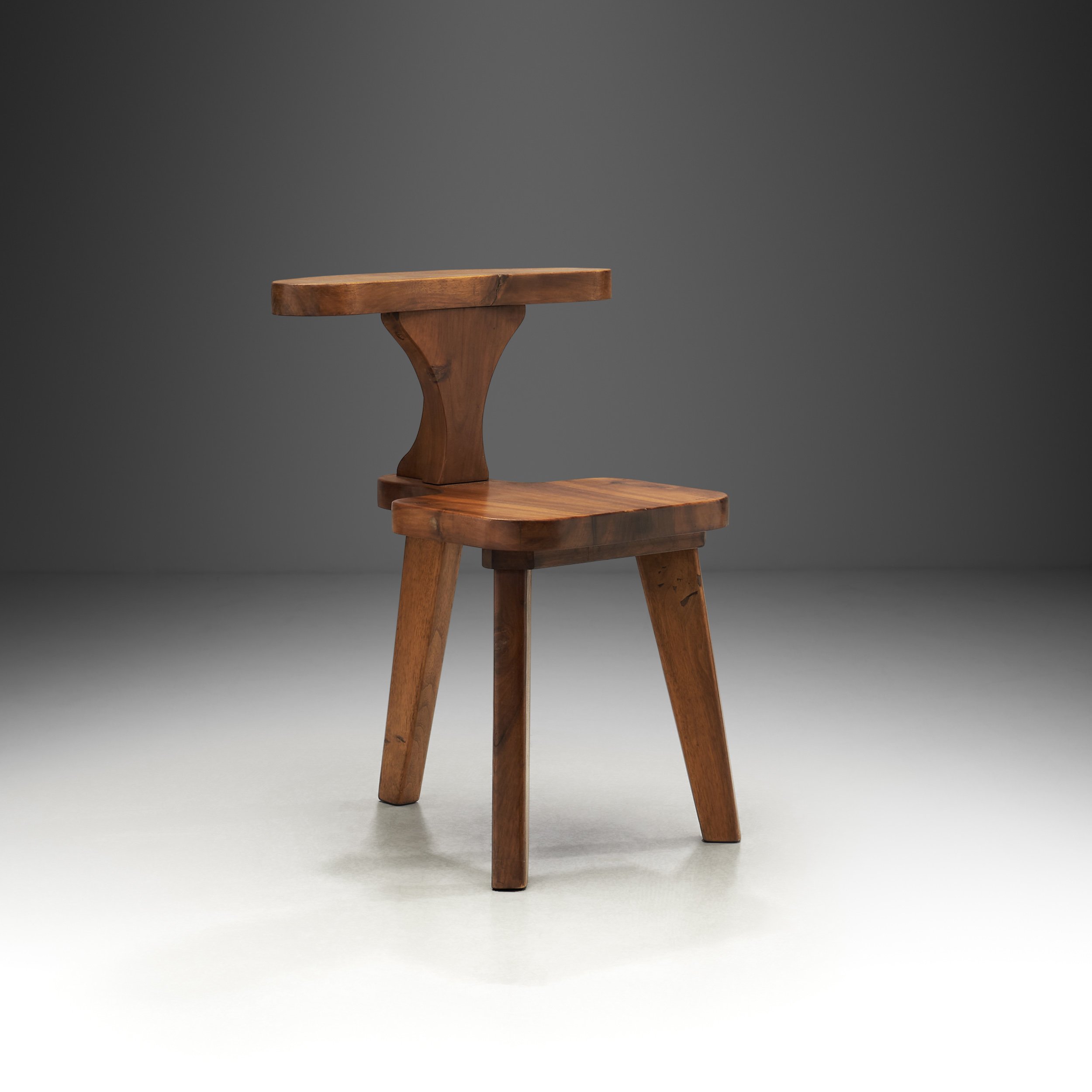 Solid Wood Brutalist Smokers Chair, The Netherlands ca 1950s