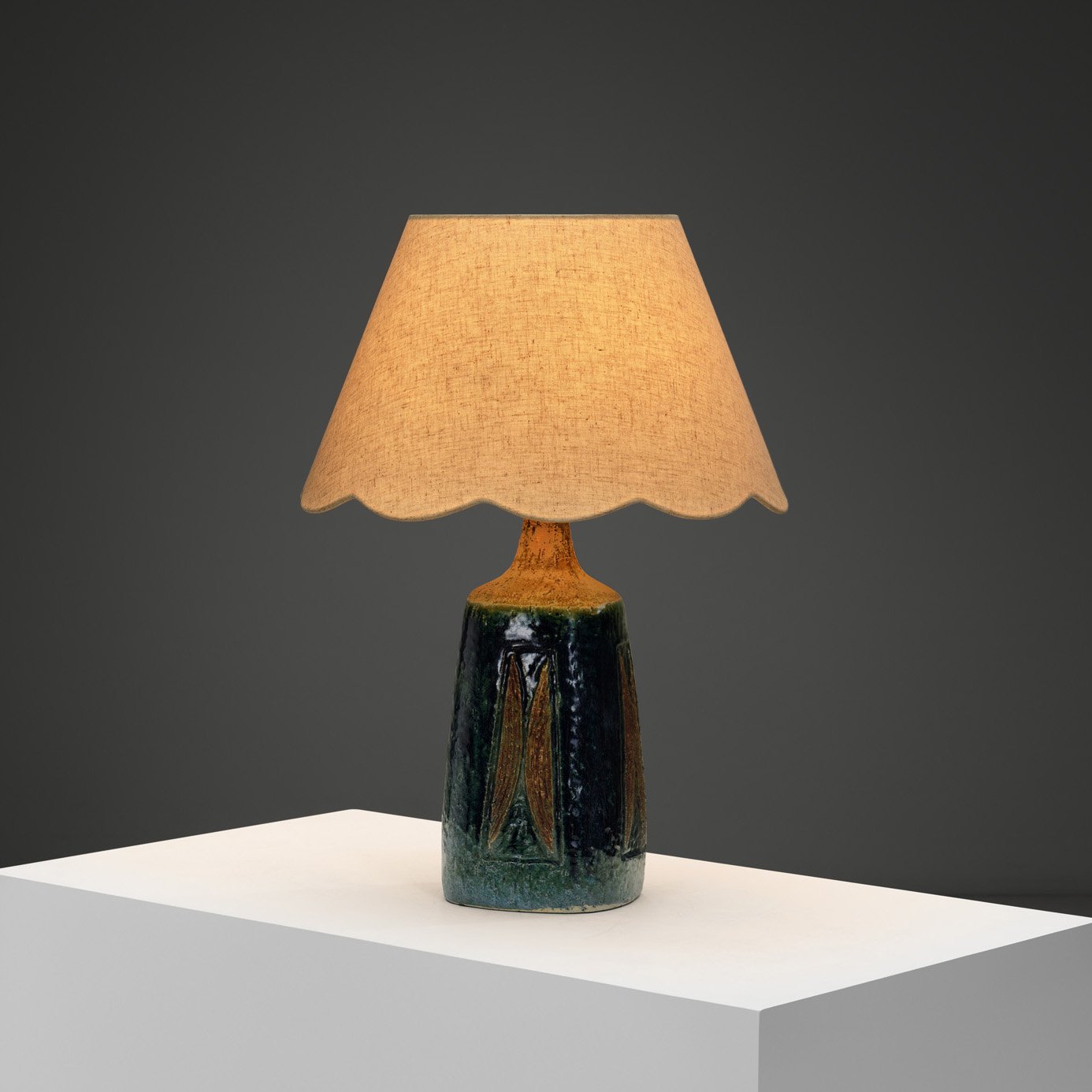 Glazed Chamotte Table Lamp by Fridtjof Sejersen for Sejer Keramik, Denmark ca 1960s