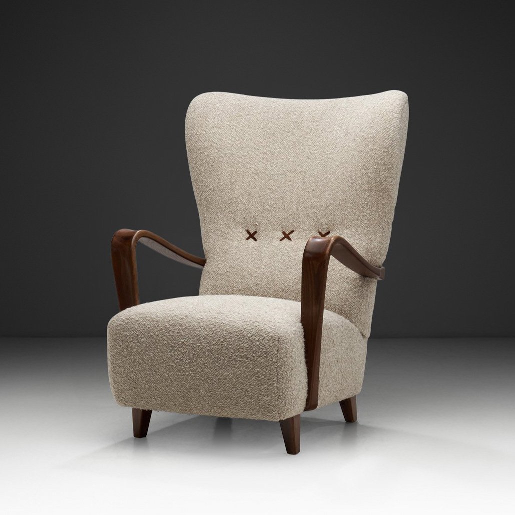 Swedish Modern Upholstered Lounge Chair, Sweden 1940s