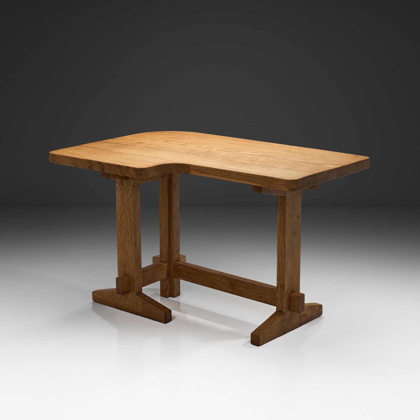 Solid Oak Architect's Desk, France 1960s
