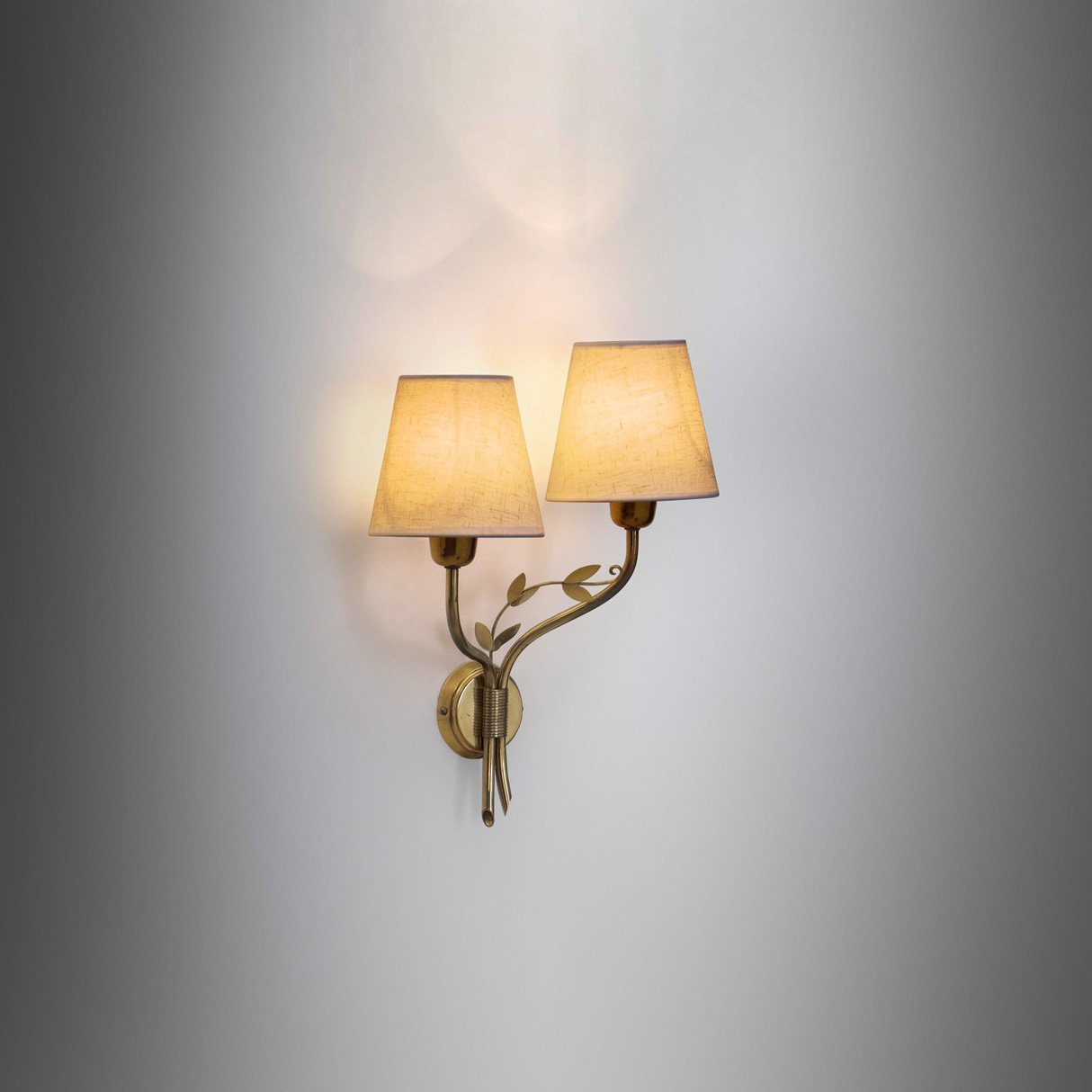 Brass Wall Lamp with Decorative Leaves for K&H, Norway circa 1940s (sold)