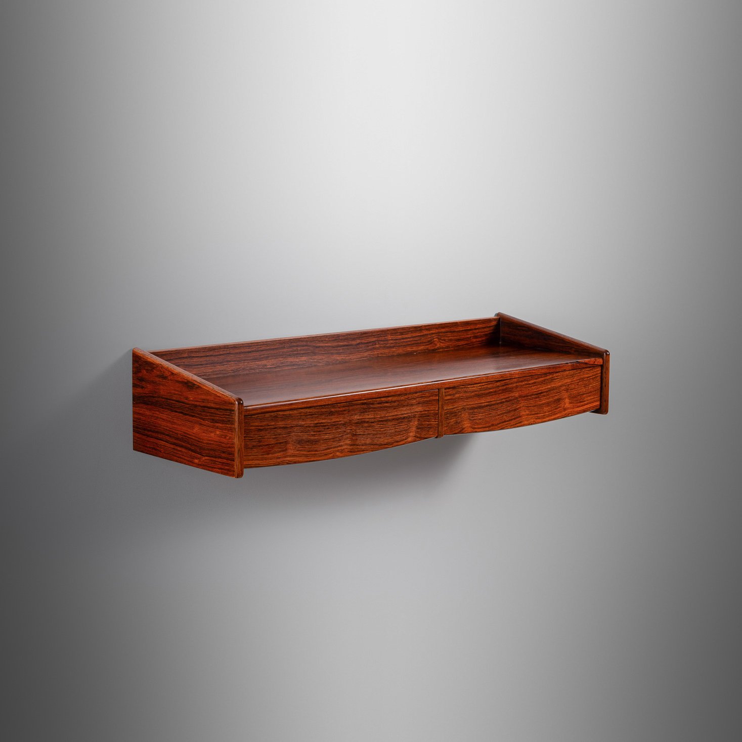 Wooden Wall-Mounted Console with Double Drawers, Europe Mid-20th Century