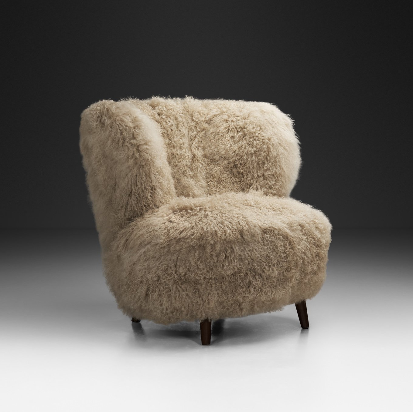 Lounge Chair in Longhair Sheepskin, Europe Late 20th Century