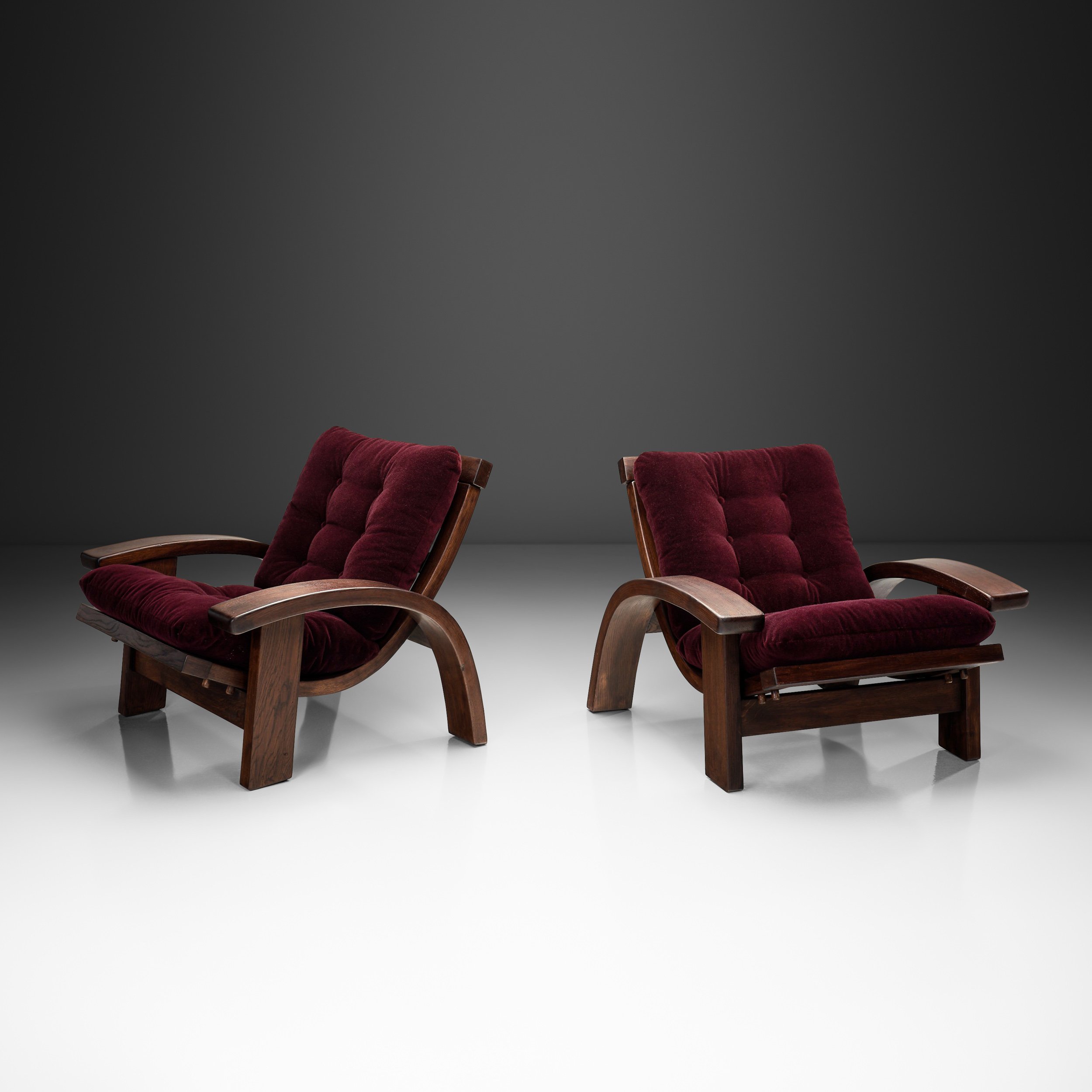 Pair of Post Modern Adjustable Lounge Chairs, Europe 1980s