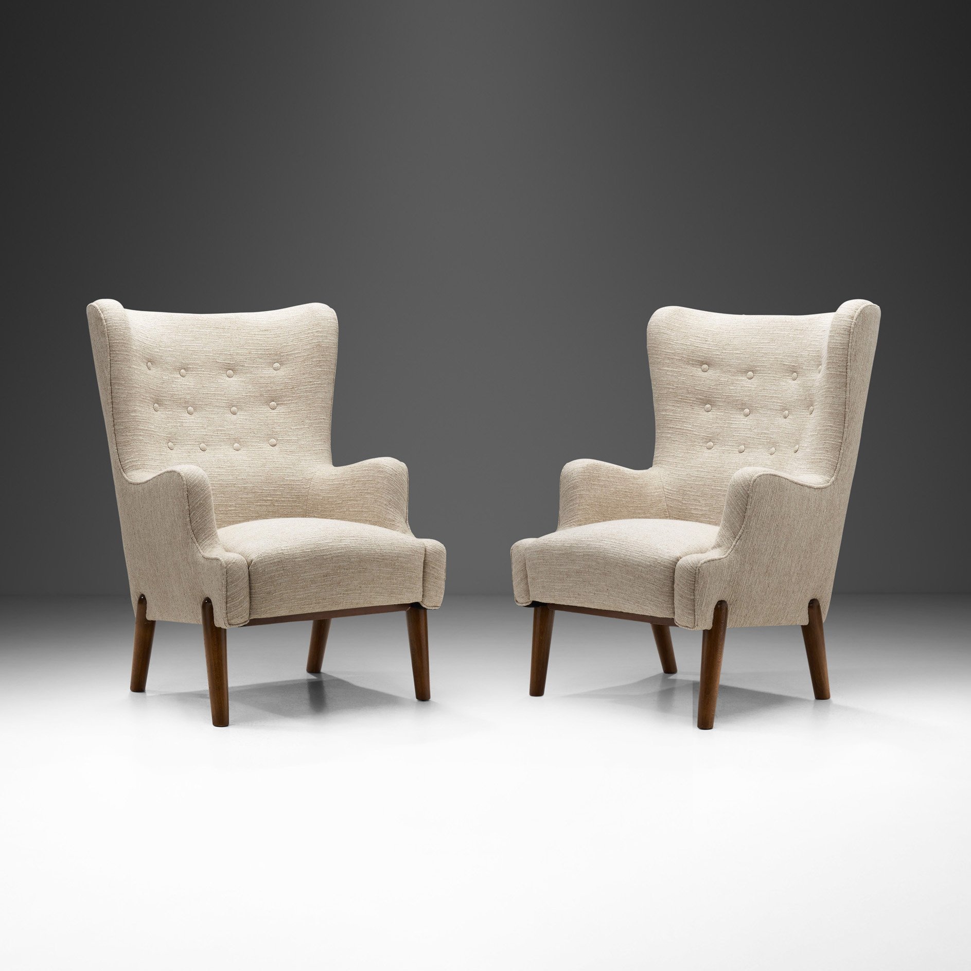 A Pair of Wingback Chairs by Eva and Nils Koppel for Slagelse Møbelværk, Denmark 1950s