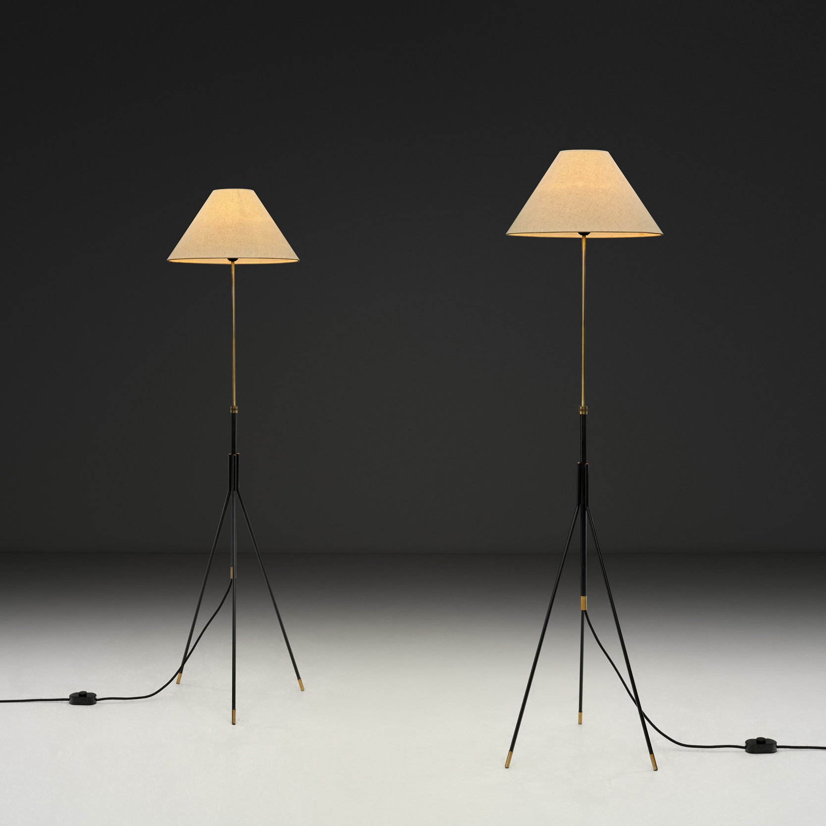 Pair of Tripod Floor Lamps by Svend Aage Holm-Sørensen (Attr.), Denmark ca 1960s