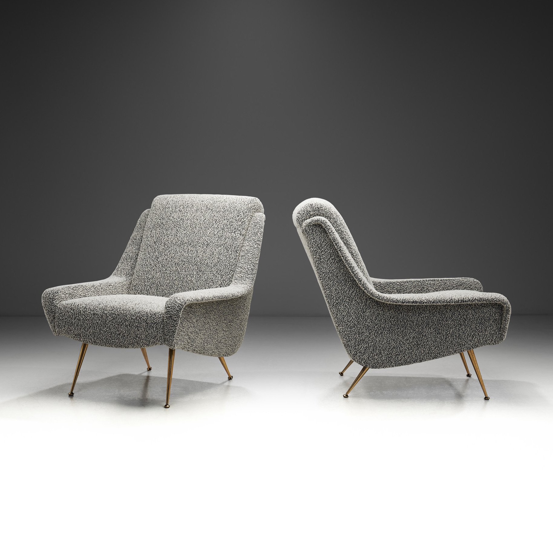 Pair of Lounge Chairs with Gilded Brass Legs for Erton, France circa 1950s