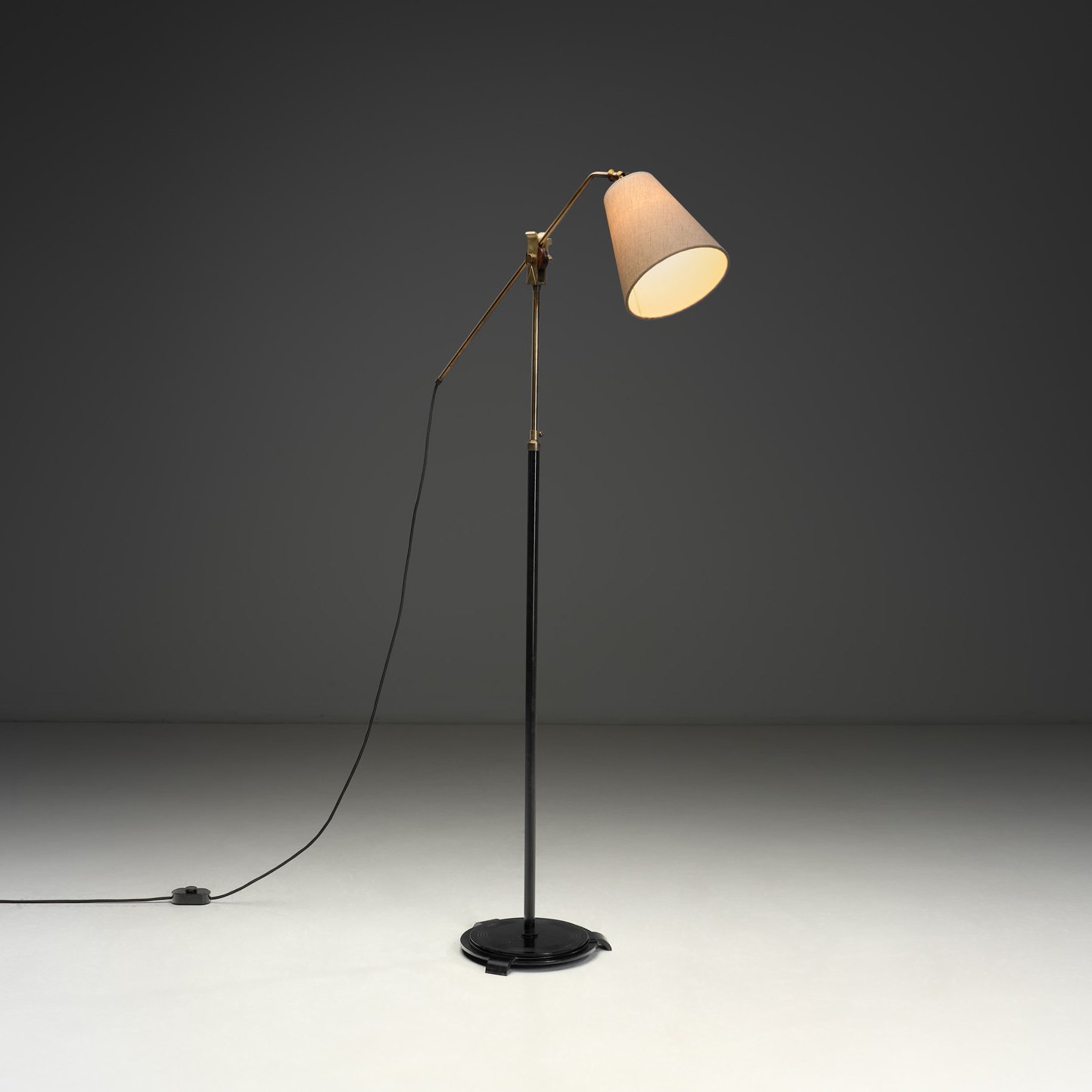 Brass and Cast Iron Adjustable Floor Lamp by Fog & Mørup (Attr.), Denmark ca 1940s (sold)