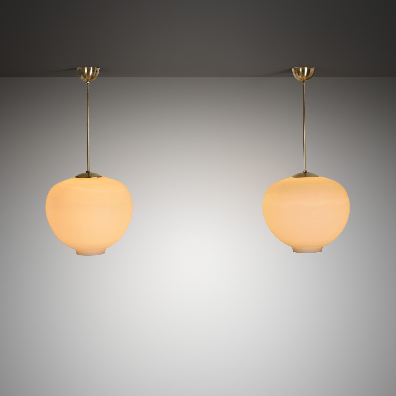 Pair of Model "11908" Pendant Lamps by Harald Notini (Attr.) for Böhlmarks, Sweden 1950s
