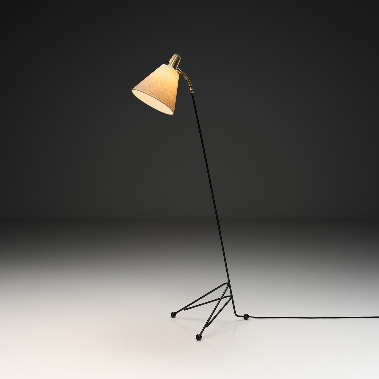 Swedish Modern Brass and Metal Floor Lamp, Sweden 1950s