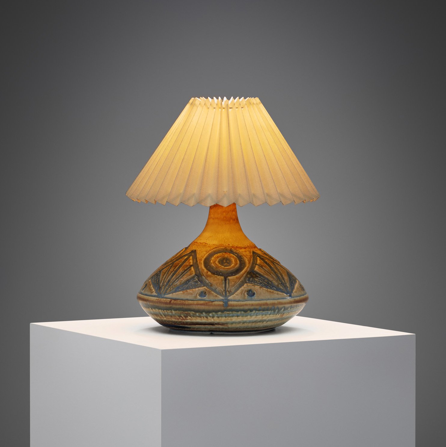 Decorative Glazed Ceramic Table Lamp for Søholm Stentøj, Denmark 1960s (sold)