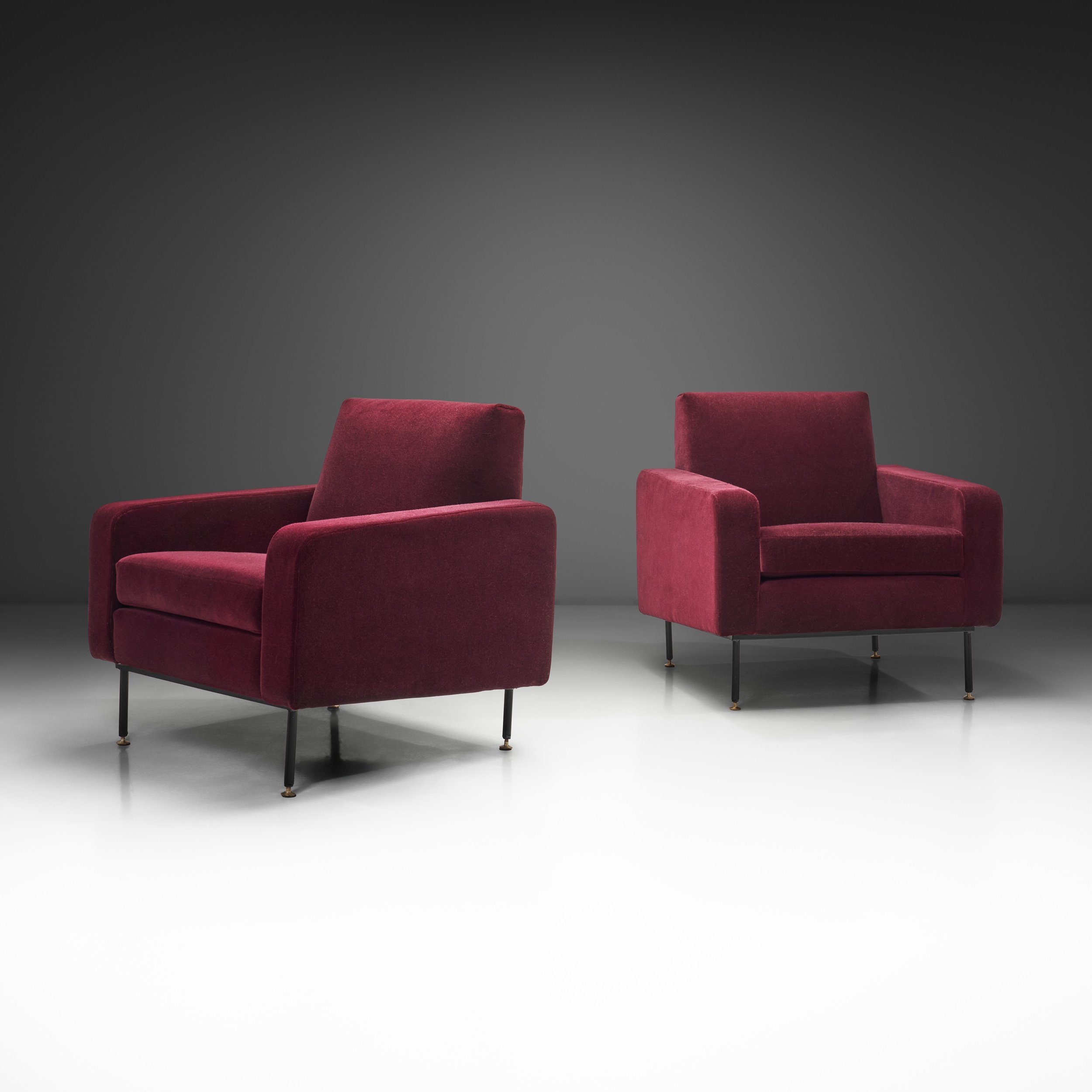 Pair of Italian Mid-Century Upholstered Armchairs, Italy 1960s