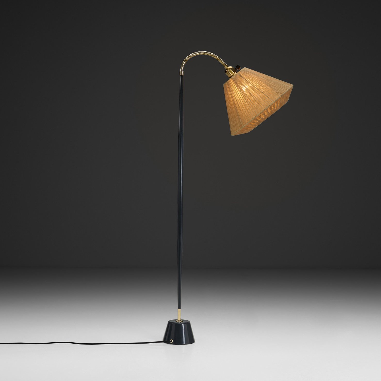 Black Lacquered Metal Floor Lamp by ASEA, Sweden 1950s