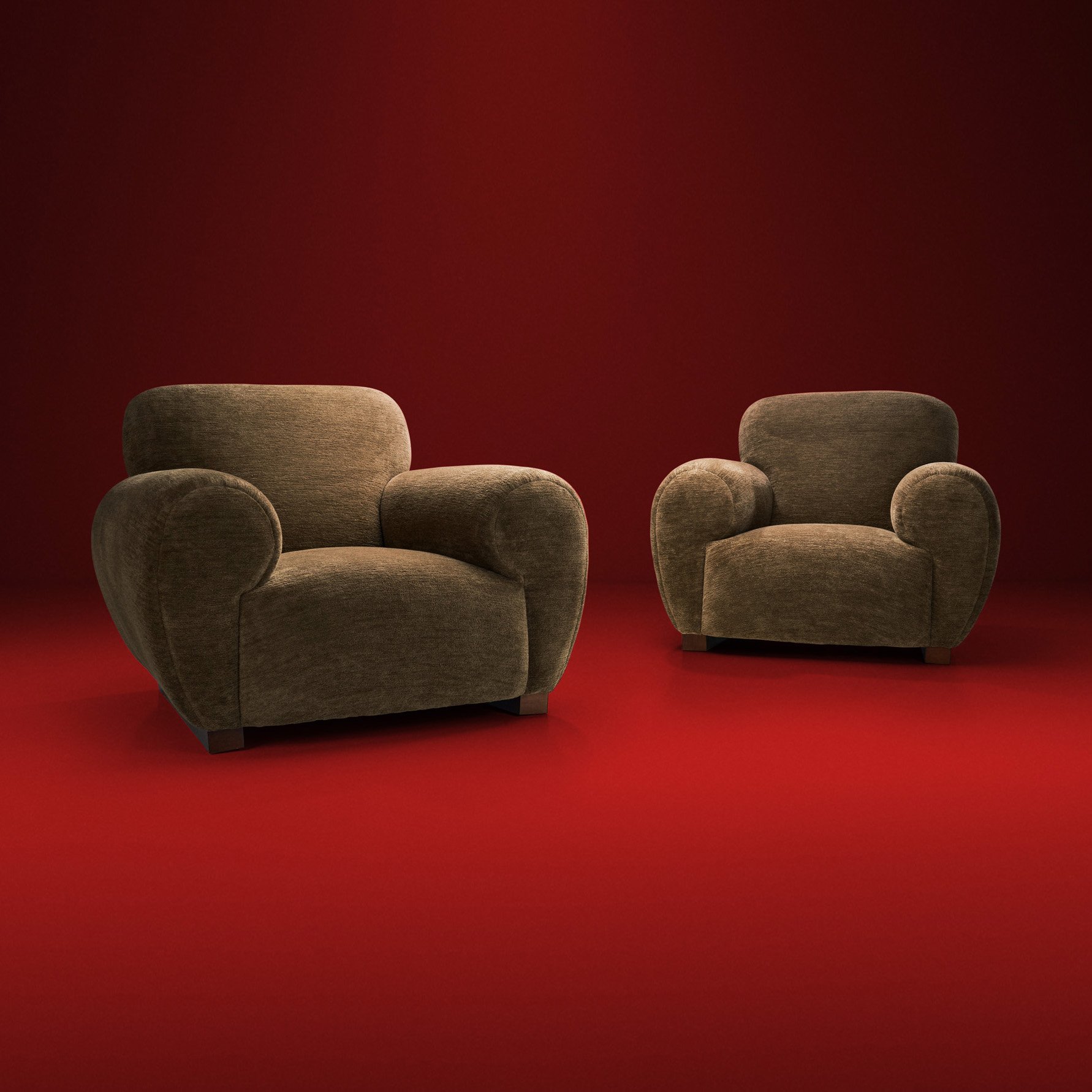 Pair of Art Deco Club Chairs by De Coene Frères, Belgium 20th Century