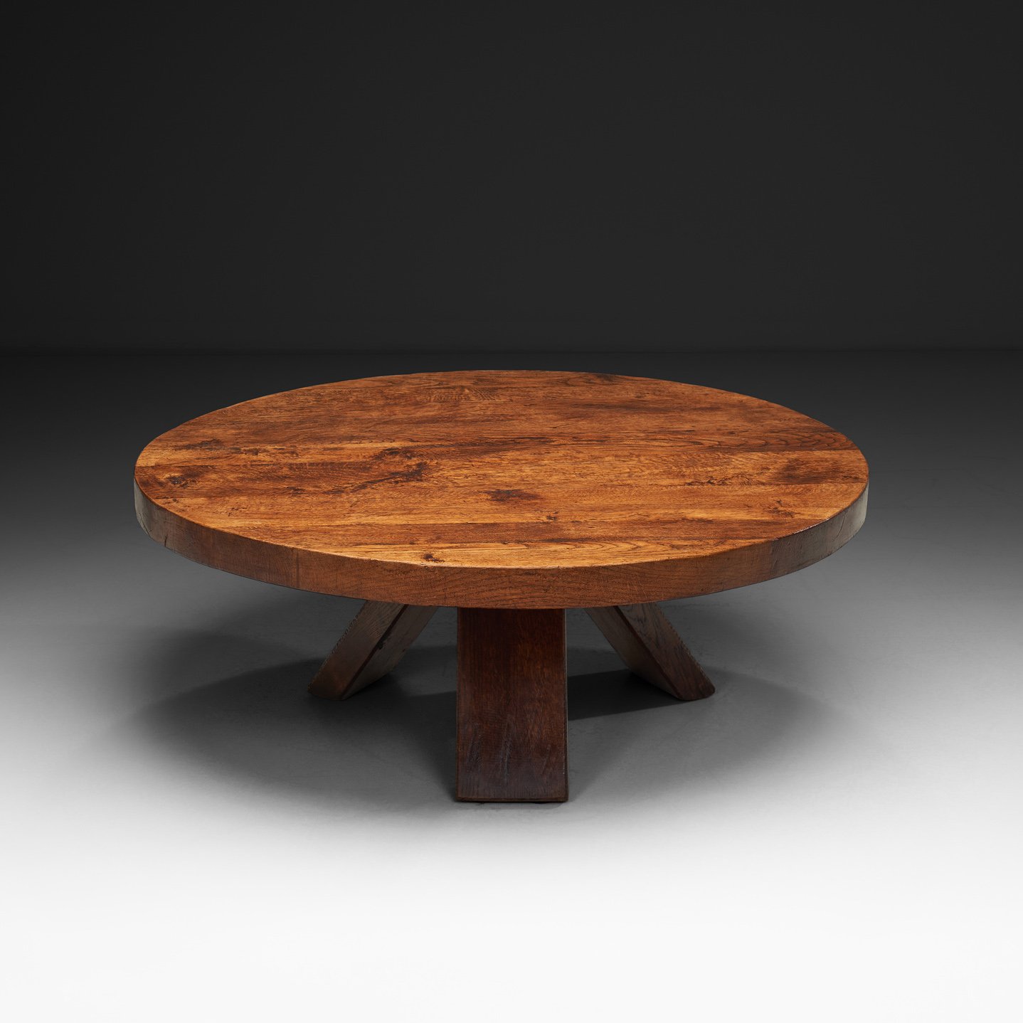 Dutch Brutalist Oak Coffee Table with Rich Wood Grain, The Netherlands 1970s