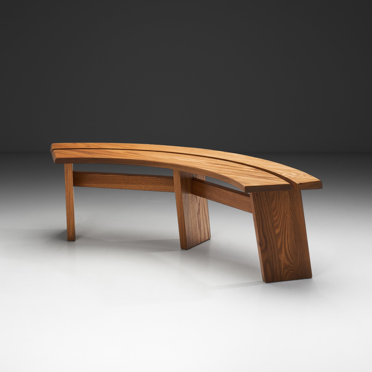 "S 38 A" Elm Wood Bench by Pierre Chapo, France 1970s