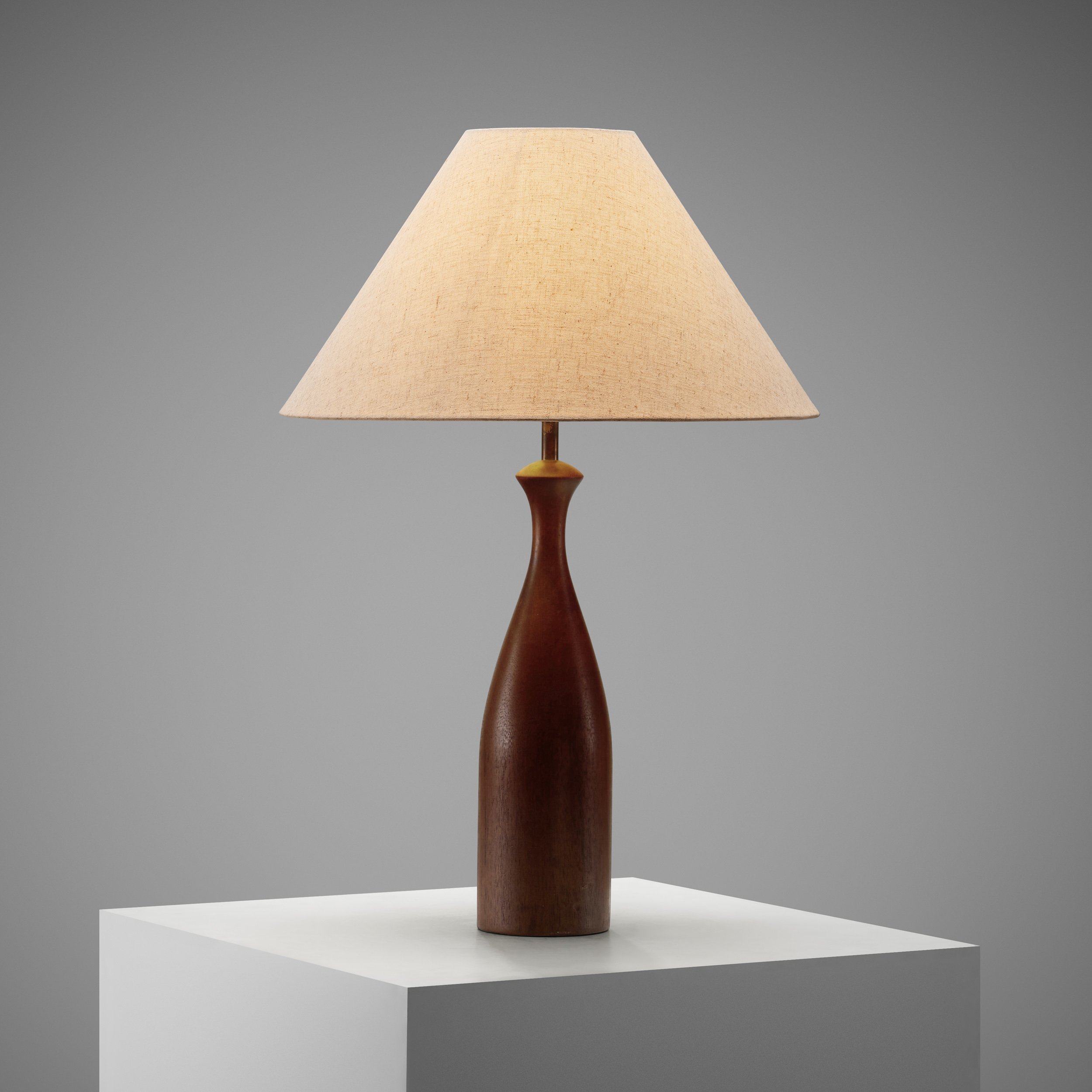 Danish Table Lamp with Solid Wood Base, Denmark ca 1960s