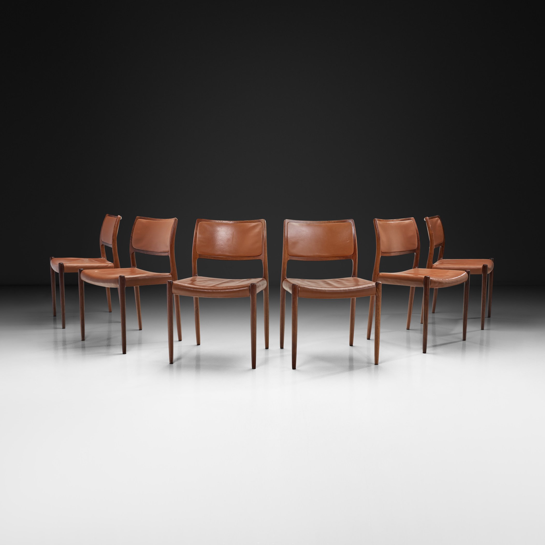 Set of Six "Model 80" Dining Chairs by Niels Otto Møller for J.L. Møllers Møbelfabrik, Denmark 1960s