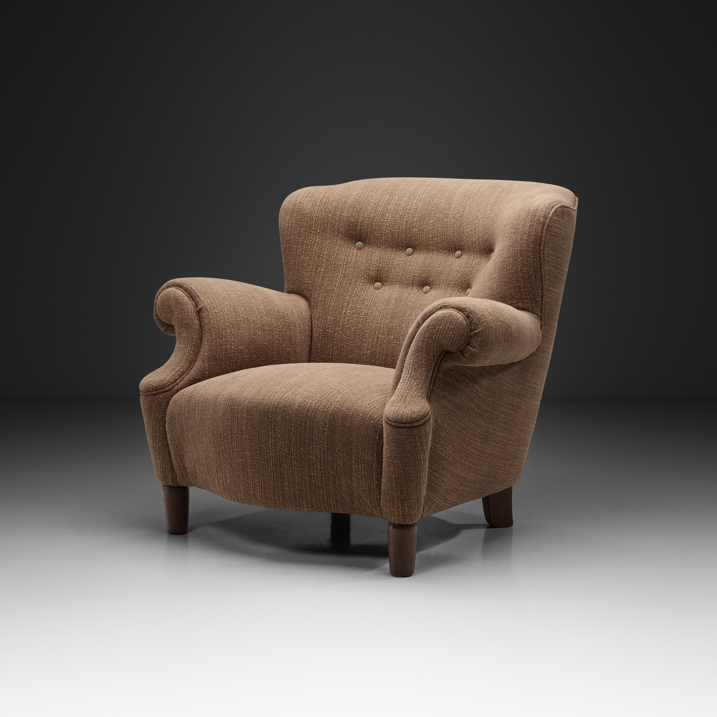 Danish Cabinetmaker Armchair in Light Brown Upholstery, Denmark 1940s