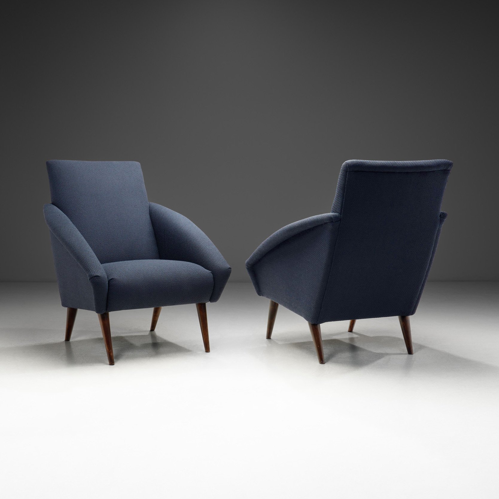A Pair of Blue Mid-Century Armchairs, Europe 1950s