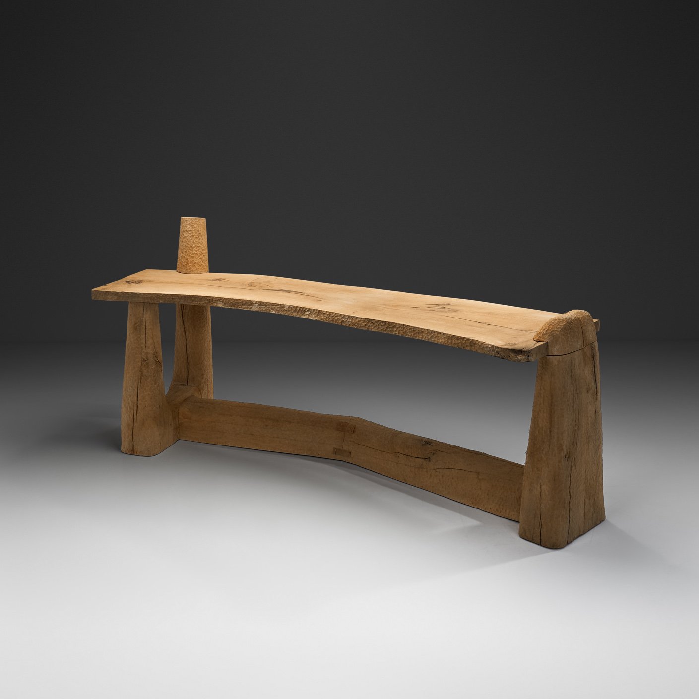 Birch and Oak Carved Desk by Pavel Novak, Czechoslovakia 1980s