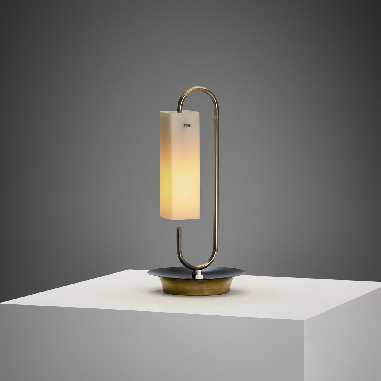 Brass Table Lamp with Opal Glass Shade, Europe 20th Century